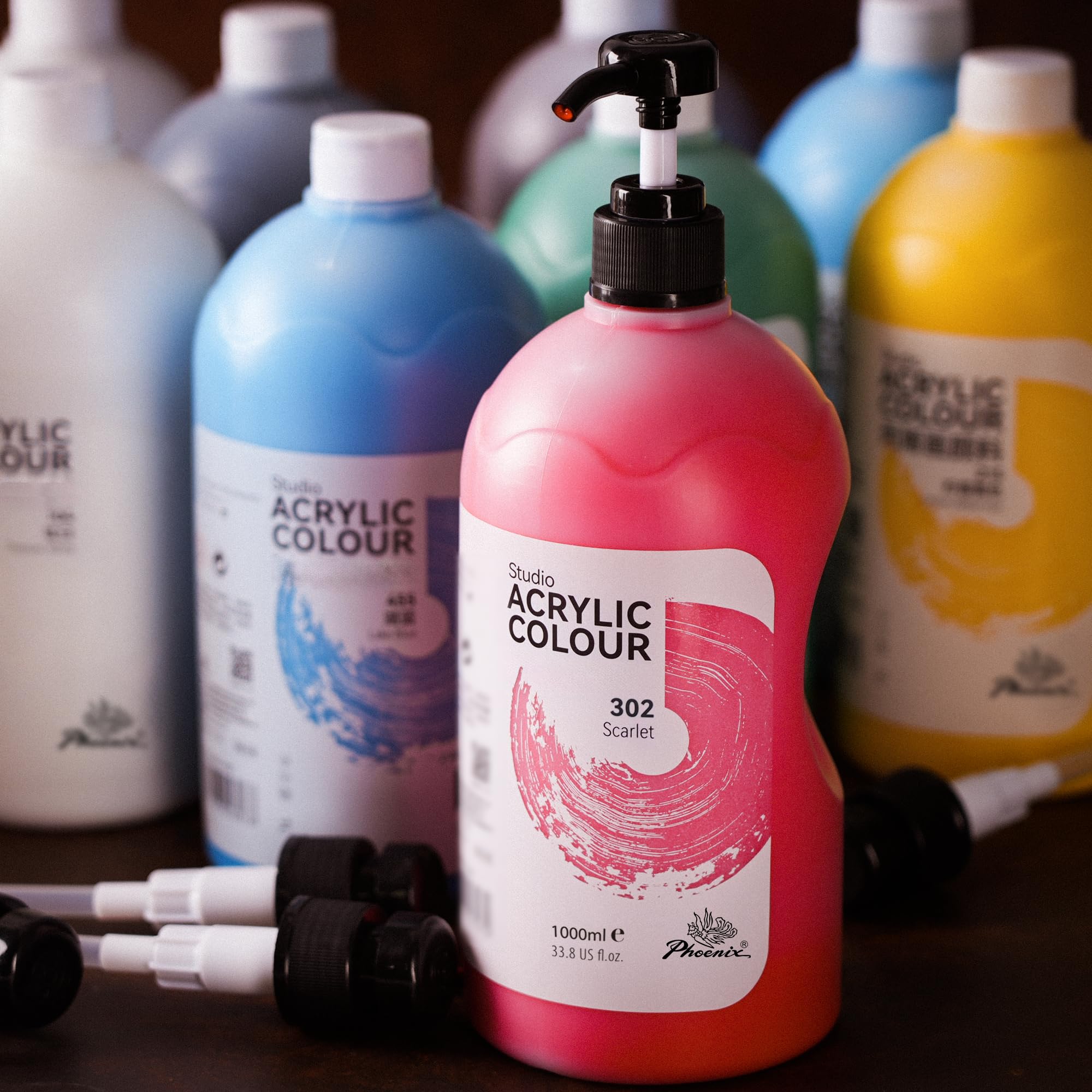 Amazon.co.jp: PHOENIX 大容量 1000ml アクリル絵の具 - チタン
