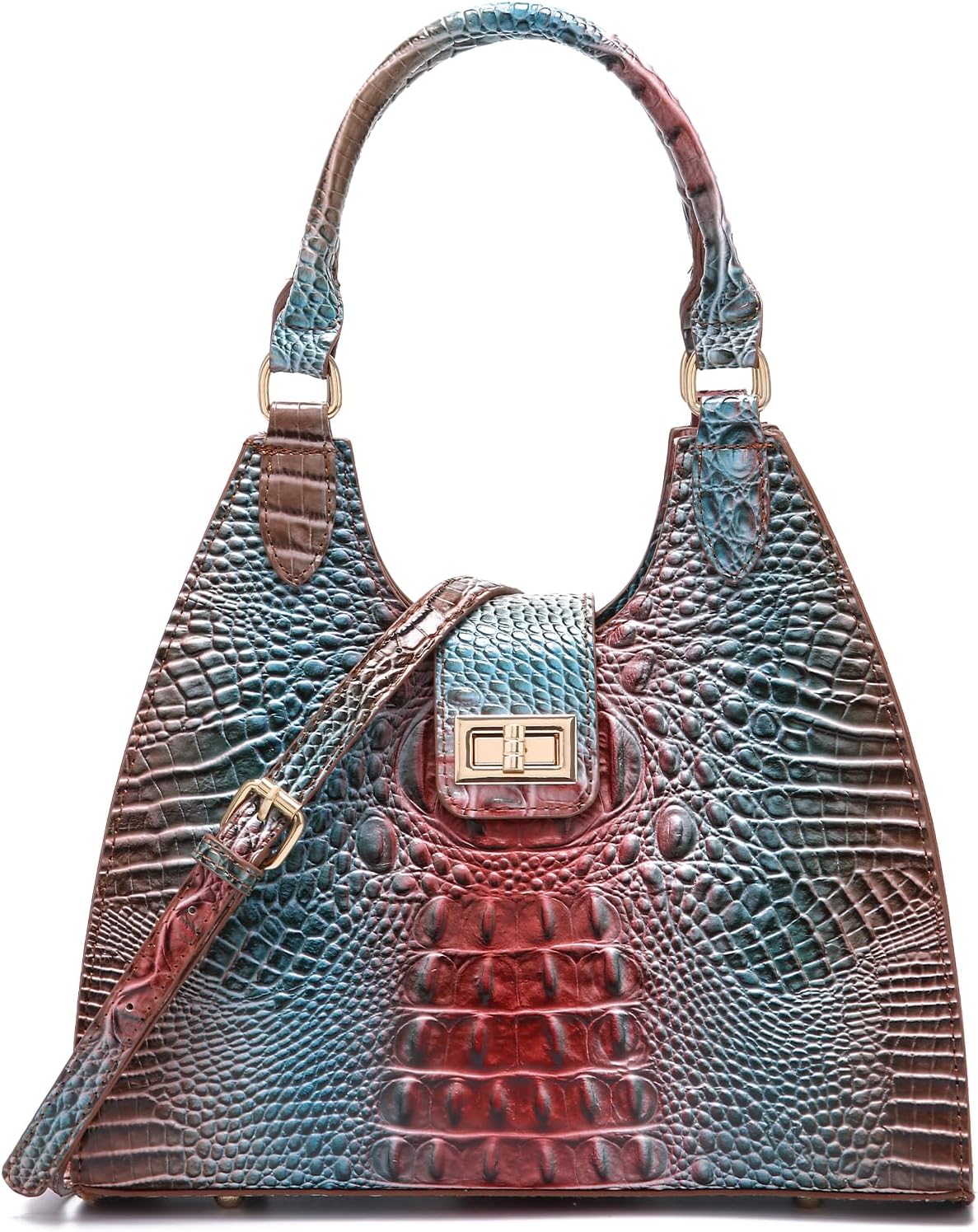 Makcr Joacbv Ladies Tote Leather Bags for Women Crocodile Embossed Zipper Satchel Purse Classy Compartments Crossbody bag