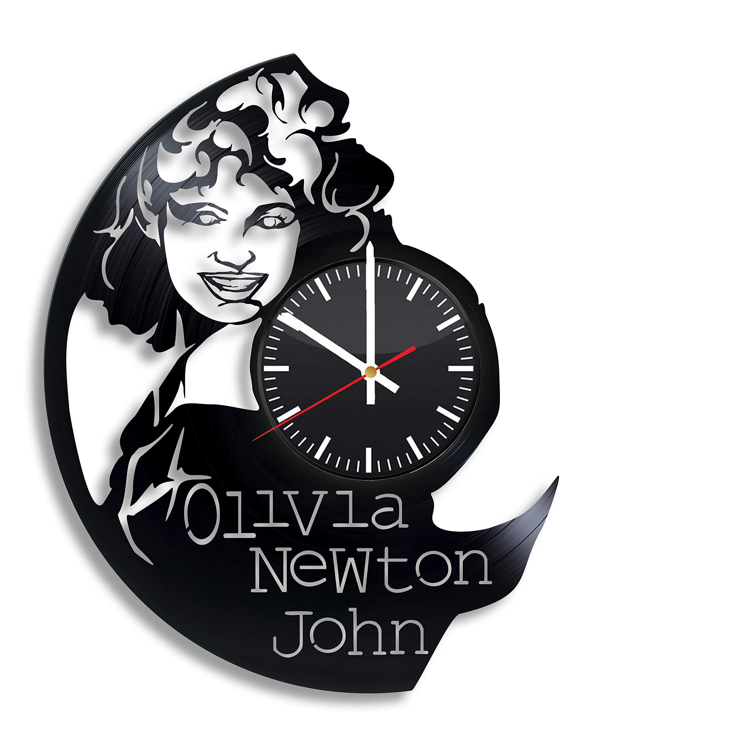 Decor Clock Compatible with Olivia Newton-John Vinyl Wall Clock, Clock with The Image of The Celebrity, Art, Gift for Any Occasion