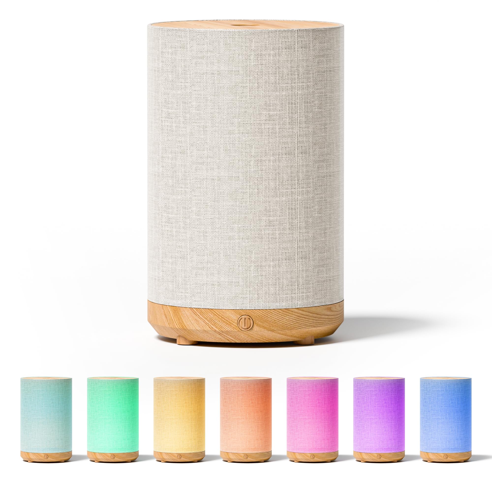 Mini Aroma Diffuser für Atherische Öle, Elektrisch Betrieben Diffusor mit Netzanschluss, Stoffbezug und Nachtlampe, 120ml Ultraschall-Luftbefeuchter mit 7-LED-Licht, für Schlafzimmer Yoga, Geschenk