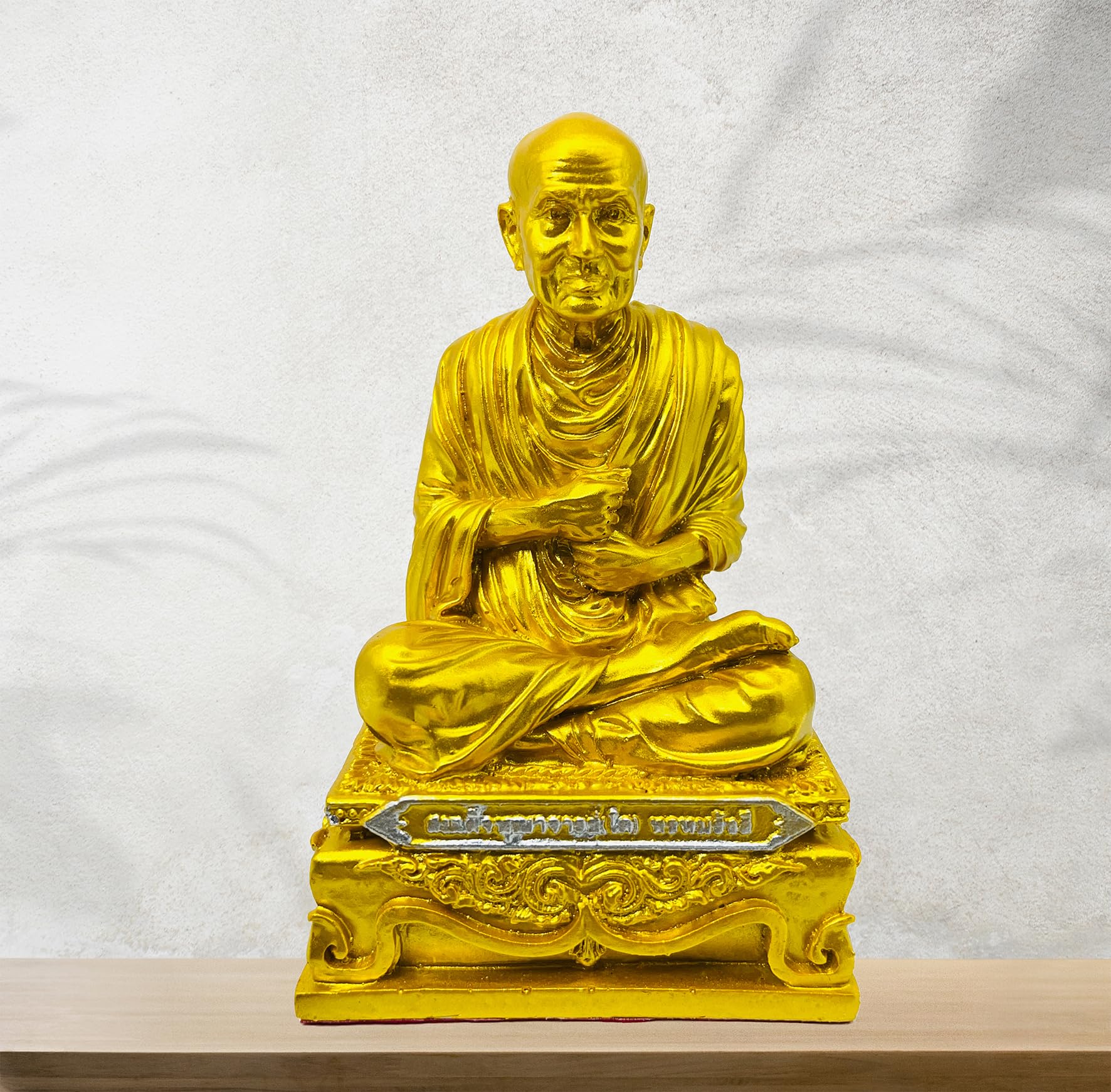 BUDDHO Somdej Toh - Estatua de Buda de 5 pulgadas de alto, budista tailandés, estatua de Buda tailandés, decoración de habitación, regalo pequeño de oficina (dorado)