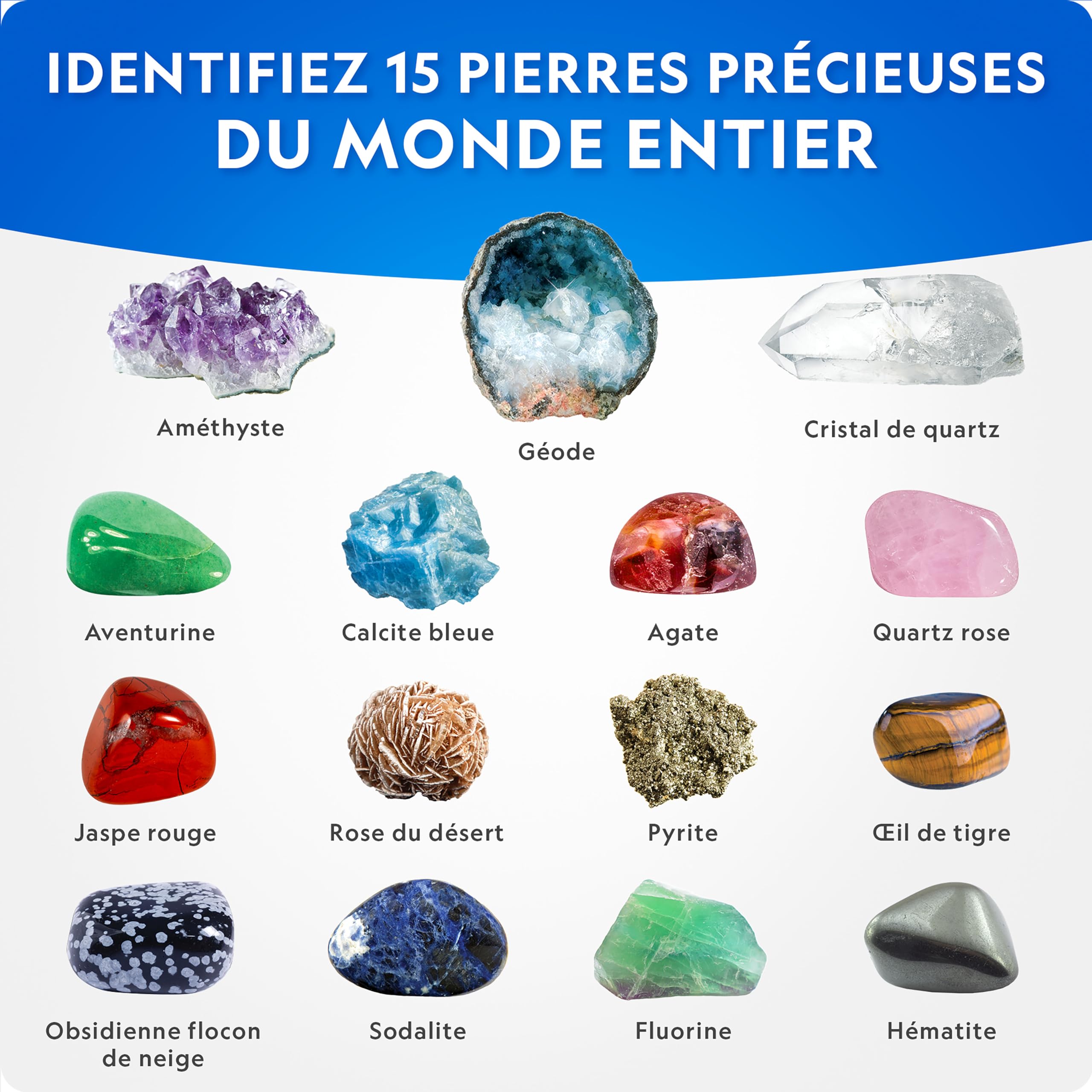 National Geographic Mega Kit d’Excavation de Gemmes – Kit de Fouille de Cristaux et Pierres Précieuses, Jeu Éducatif pour Enfants, Cadeau pour Filles et Garçons, Collection de Minéraux