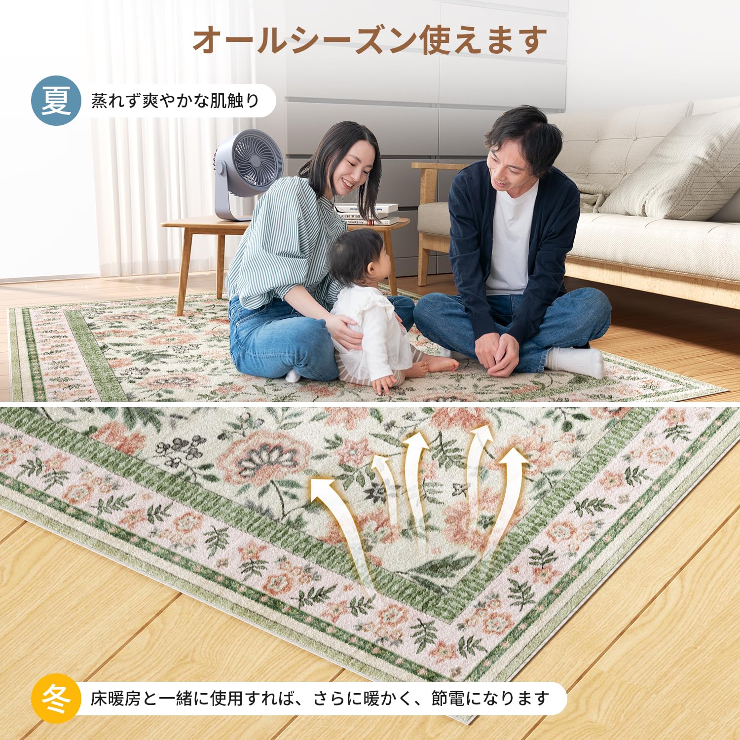 Amazon | VIGORVAN カーペット ペルシャ絨毯 ラグマット1畳 春花の彩