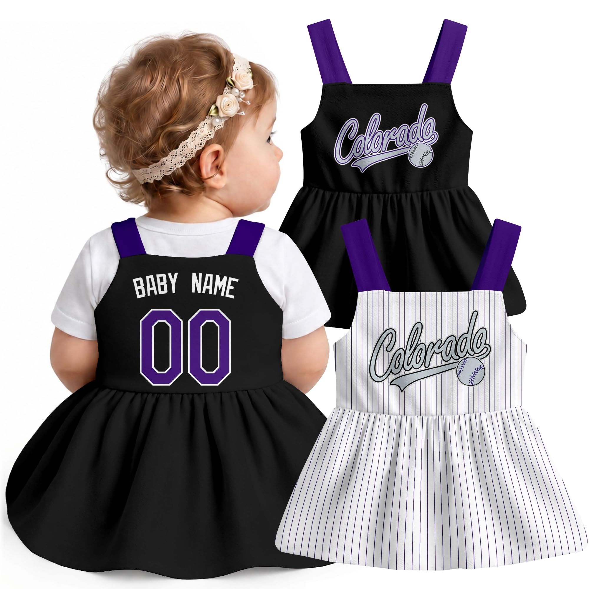KREDE Baby Girl Clothes Custom Baby Strap Dress with Number Name for Baby Girl Gifts