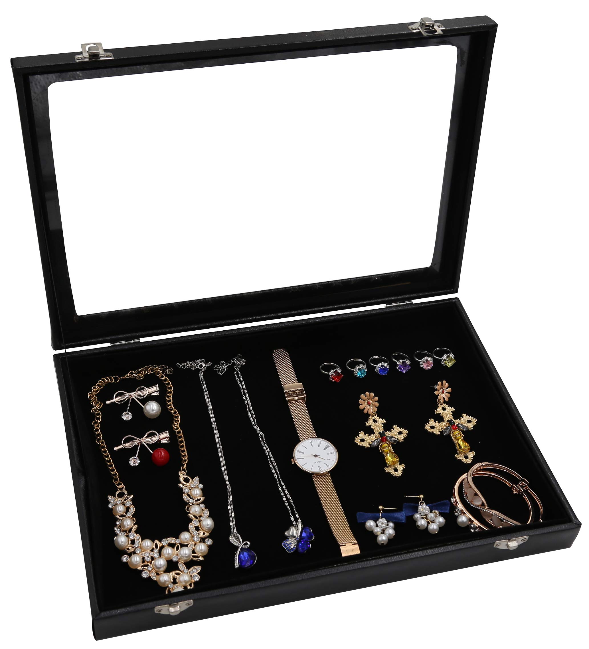 Wudygirl(Empty) - Wuligirl Empty Storage Jewellery Boxes Showcase Jewellery Case Display Organiser With Glass Lid (Empty Box)