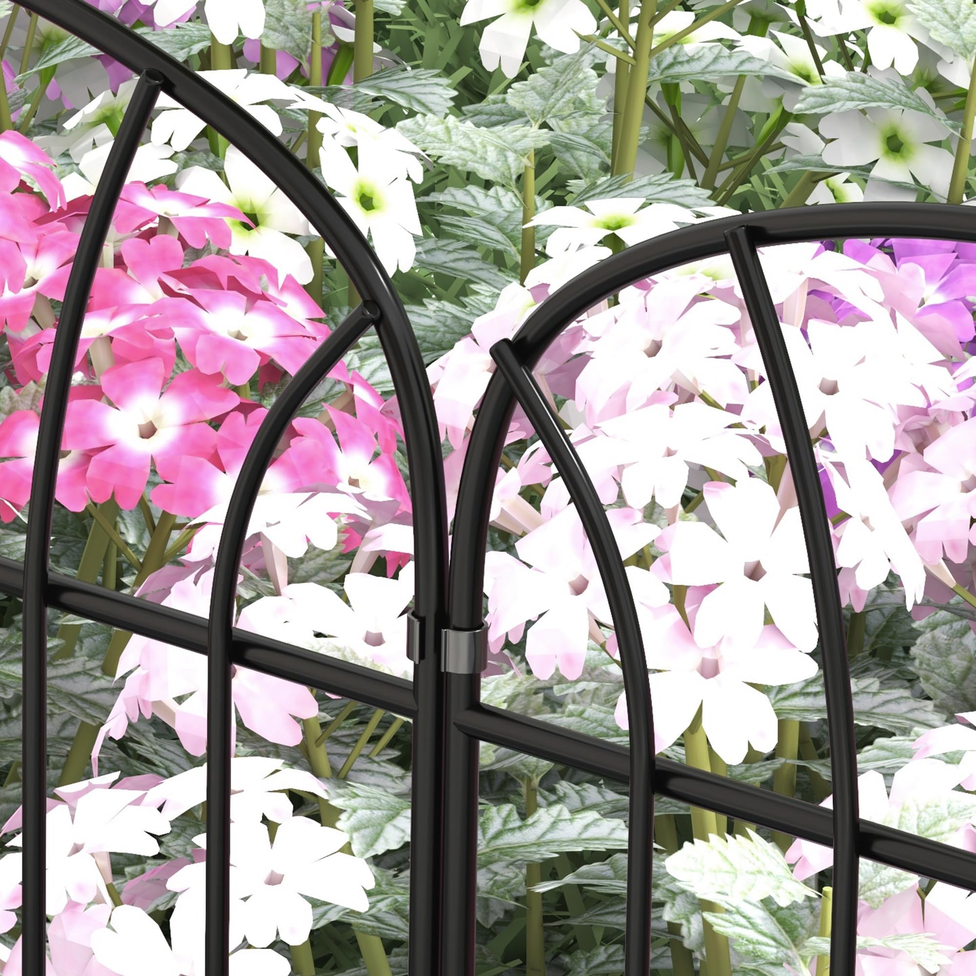 Outsunny Lot de 8 Clôtures de Jardin Décoratives Bordures 264 x 61 cm Noir