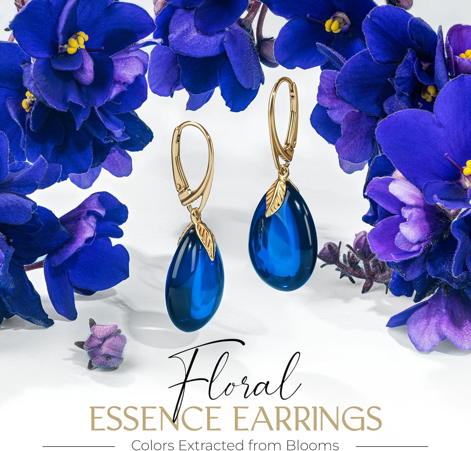 Leverback Earrings for Women – Gold-Plated 925 Silver Drop Earrings with Natural Blue Baltic Amber Piece, Lightweight Jewelry with Secure Closure for Everyday Elegance