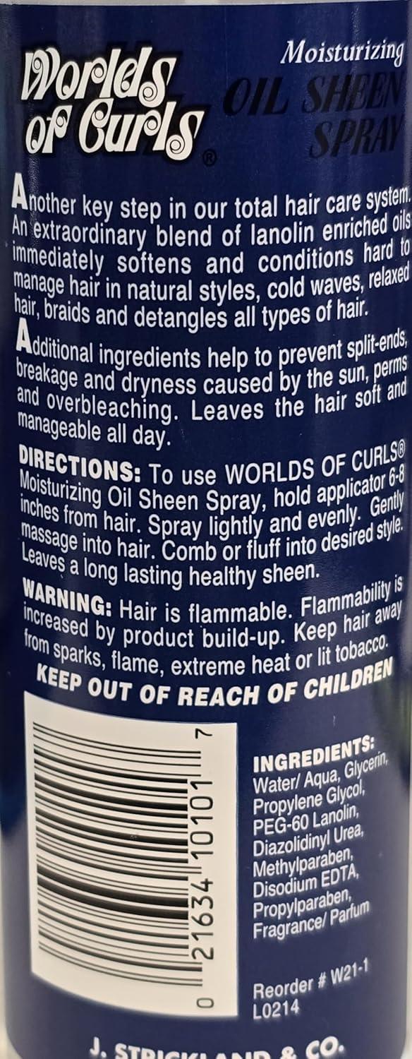 [ VALUE PACK OF 3] WORLDS OF CURLS COMB-OUT COND OIL SHEEN SPRAY NORMAL 8 OUNCE EA