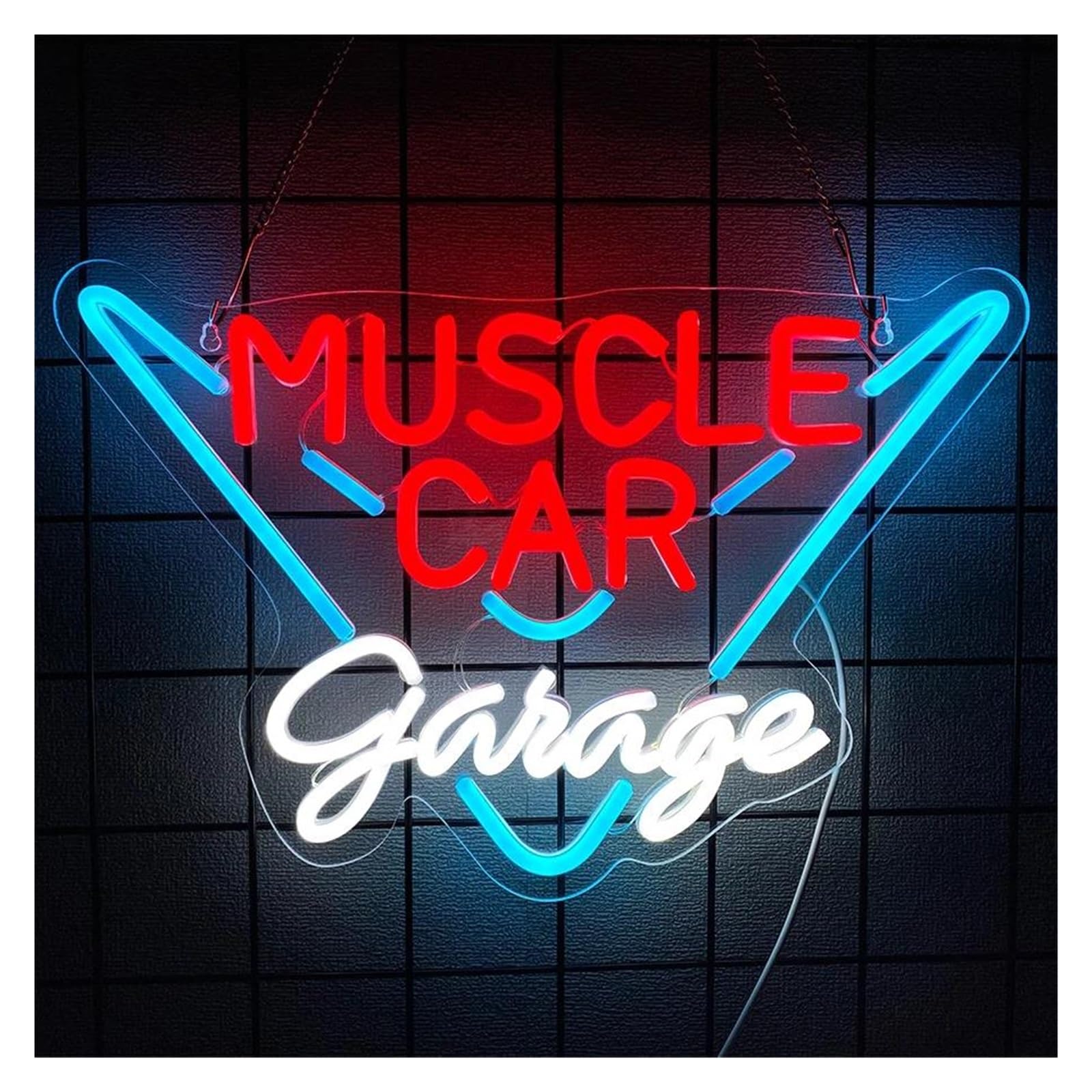 Lemst One Color Signs Lamp Muscle Car Garage Neon Sign, Business Signs, Suitable For Garage, Bedroom, Easy To Hang 27.5Cmх41cm