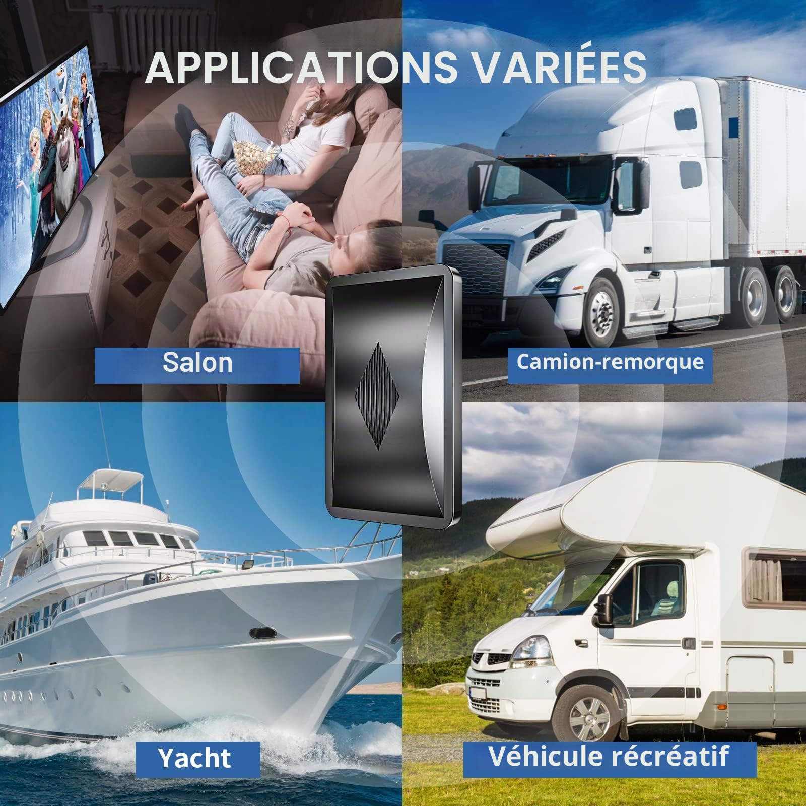 Antenne TV Intérieure 600KM+, Antenne TNT Intérieure avec Amplificateur de Signal Ultra Puissant, 360° Réception Chaînes Locales HD, Compatible Tous Les Tvs Supporte 8K, 4K, 1080P-Câble Coaxial 10M
