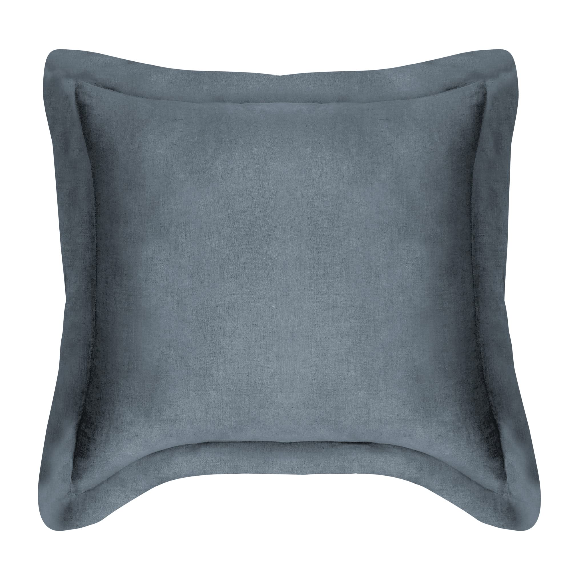 Levtex Home - 100% French Flax Linen - Euro Sham - French Flax Washed Linen - Denim Blue - Sham Size (26x26in.), No Insert