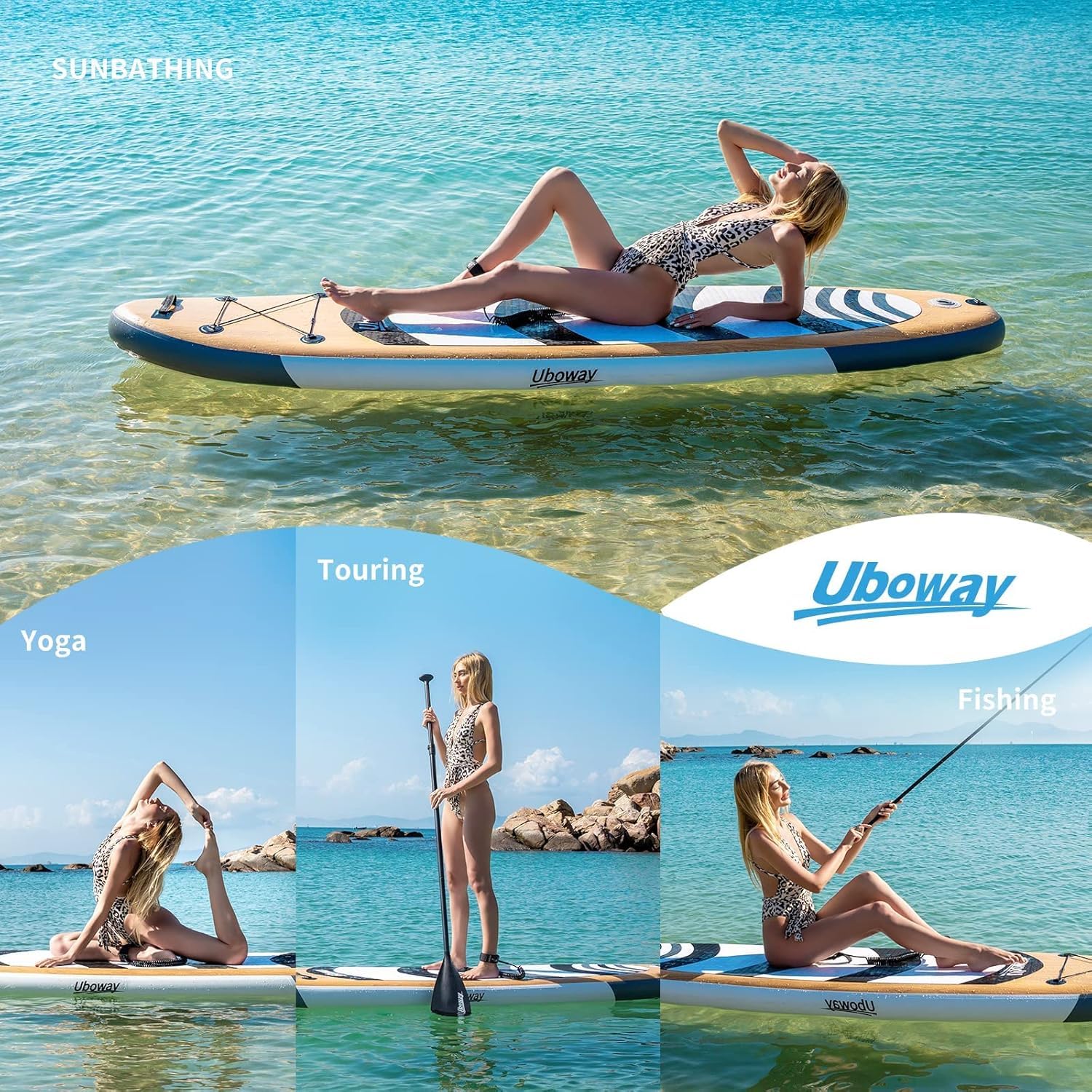 Signstek Inflatable Stand Up Paddle Boards : Sup con la Mochila de Paleta Ajustable Bomba de la Correa de Fin Adultos jóvenes Standup Paddleboard（En Blanco y Negro）