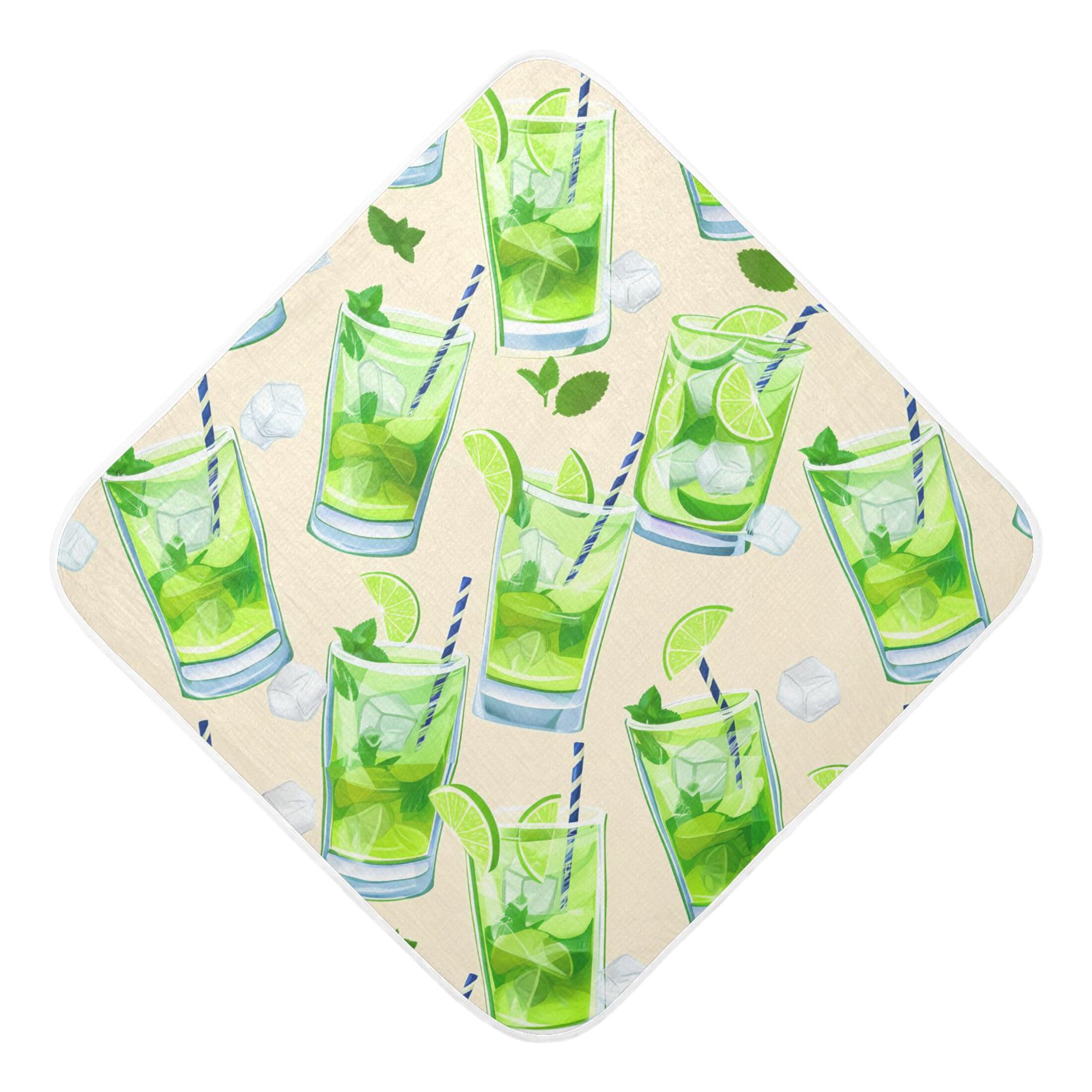Kigai Baby Hooded Towel Absorbent Baby Bath Shower Towel with Hood for Newborn Boys Girls Babies Infant Toddler (Refreshing Mojito Drinks 35 x 35 in)