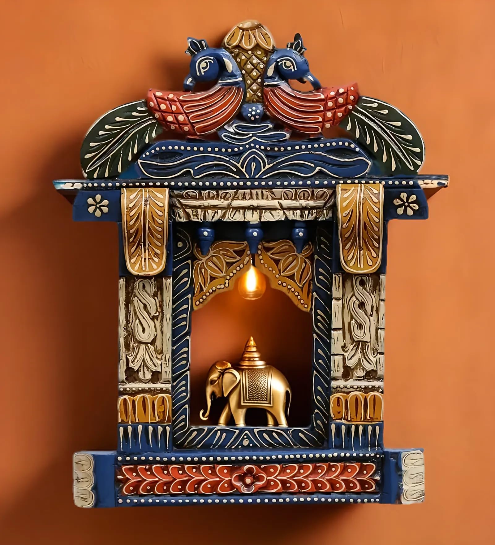 Medieval Arts Wood Painted Wall Hanging Jharokha (Multicolour, 18 inch), Rectangular, Framed-image-40