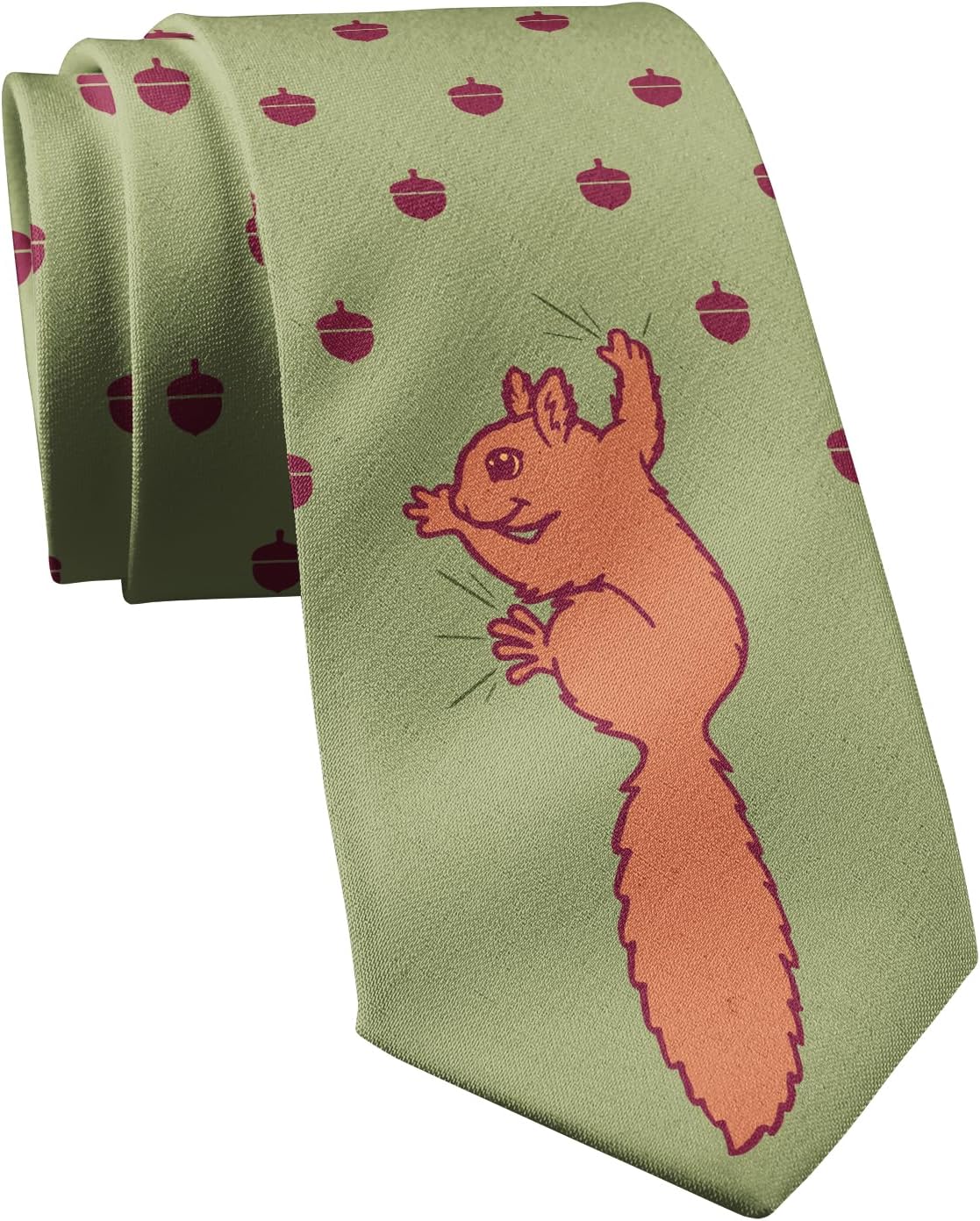 Squirrel and Acorns Necktie Funny Cute Graphic Novelty Tie for Men | Funny Necktie, Graphic , Cool Animal, Sarcastic, polyester, Men's Novelty Neckties