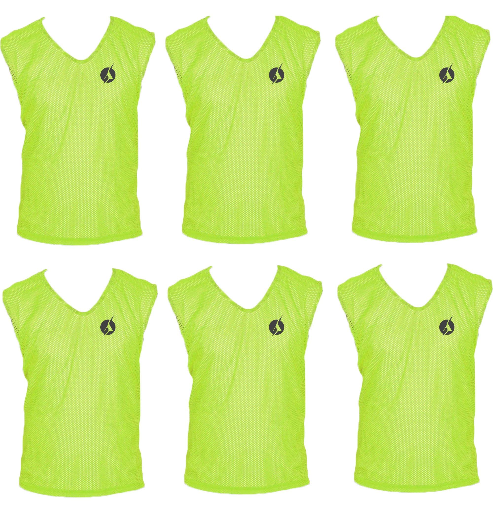 Polyester Training Bibs Scrimmage Pennies Vests for Soccer (Fluro Green, L), Set of 6-picture-14