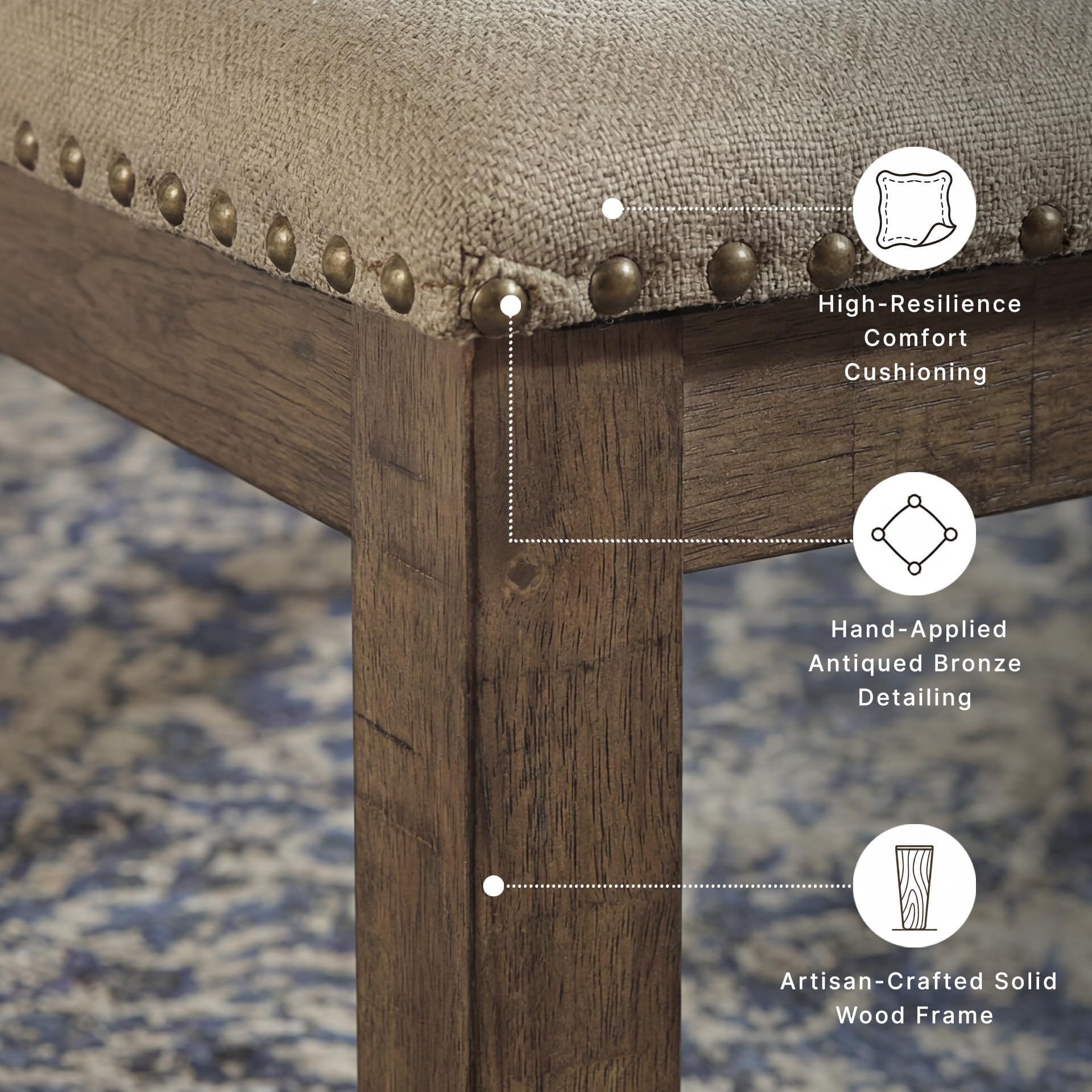 Signature Design by Ashley Moriville Wood Upholstered Dining Bench, Beige