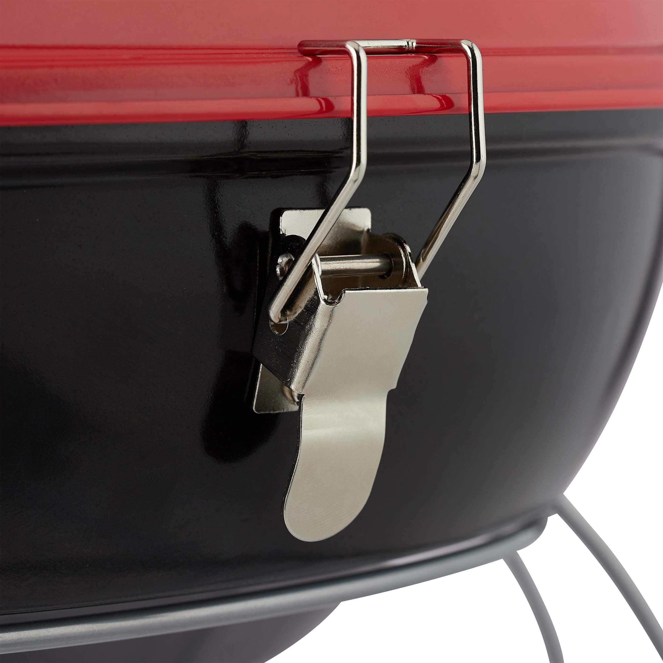Relaxdays Rouge Barbecue Rond, Portable, Couvercle, Pique Nique, Grosse Surface de Cuisson,Charbon de Bois d.36 cm
