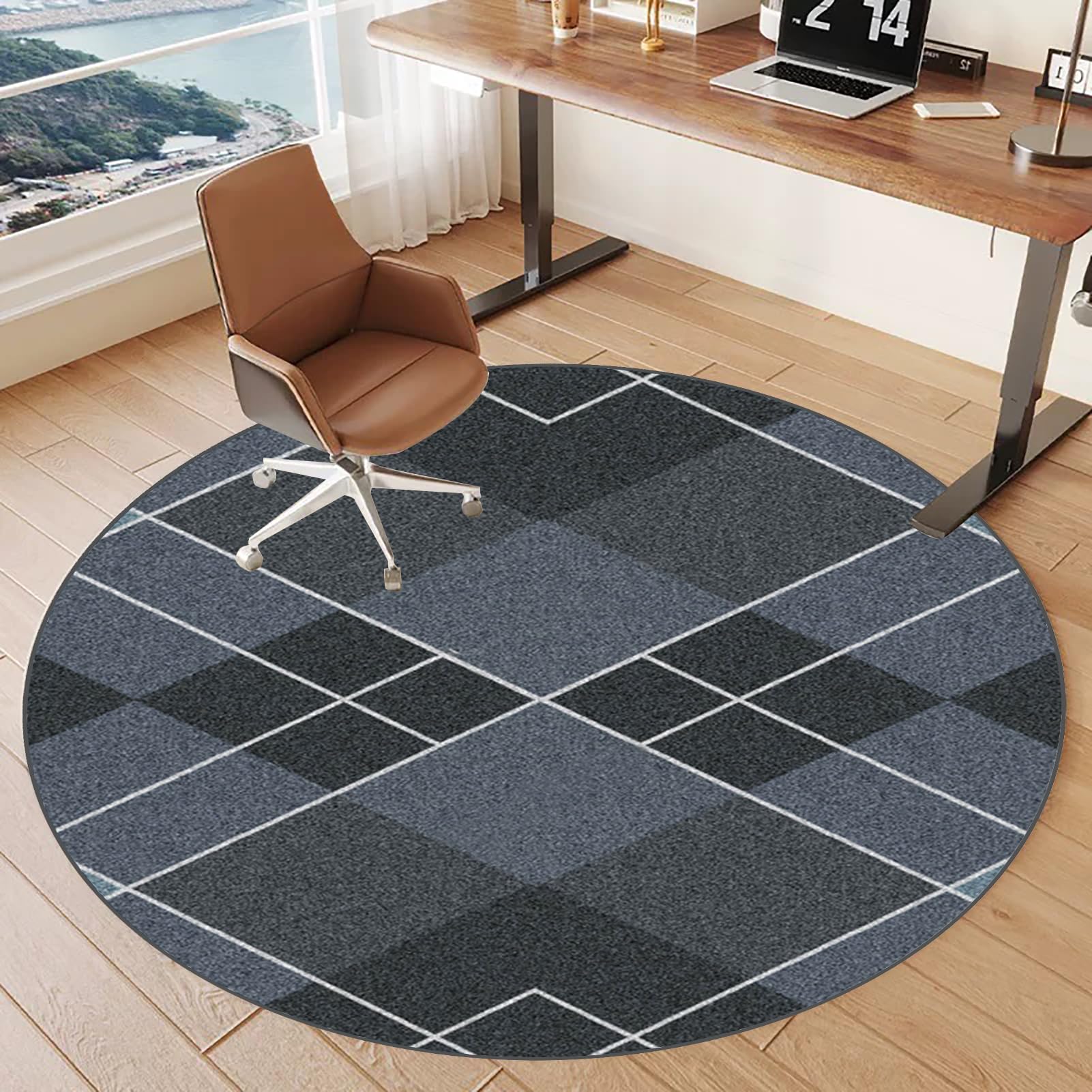 Office Chair Mat for Hardwood Floor, Gaming Chair Mat for carpet floors, Desk Chair Mat, Round Multi-Purpose Floor Protector for Rolling Chair Non Slip Carpet Protection Mat Anti-scratch 130 cm