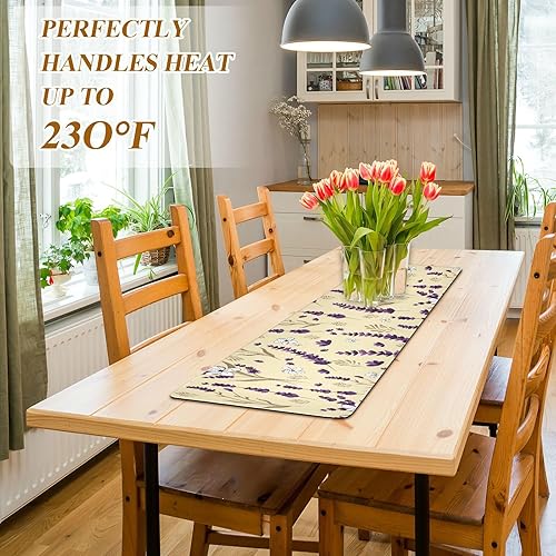 Miniatura 5 de Purple Lavender Long Trivets for Hot Pots and Pans, Heat Resistant Pad and Waterproof Placemat for Farmhouse 39.40" X 11.80", Hand Washable