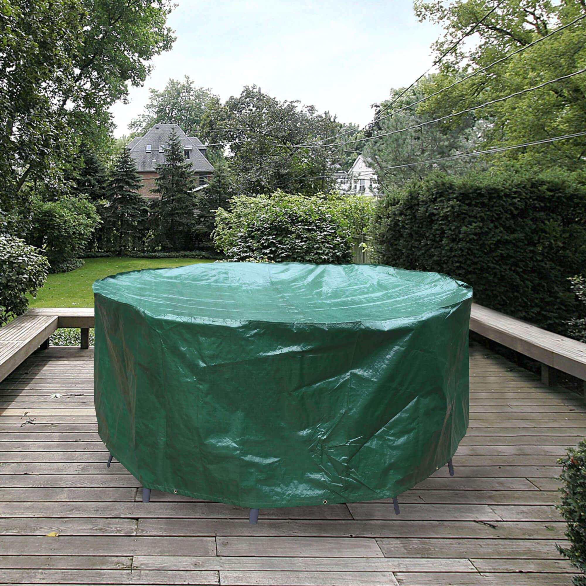 RICHIE Housse de protection pour table de terrasse - 250 x 90 cm - Imperméable et respirante - En polypropylène - Ronde - Pour meubles de jardin - Vert - DHCFC250-0GR