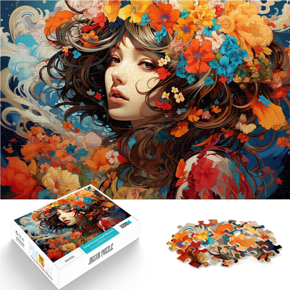 Puzzle for Adults 1000 Pieces art flower girl Learning Educational Toys Family Games 50x70cm Birthday Present Gifts Wall Art — image 1