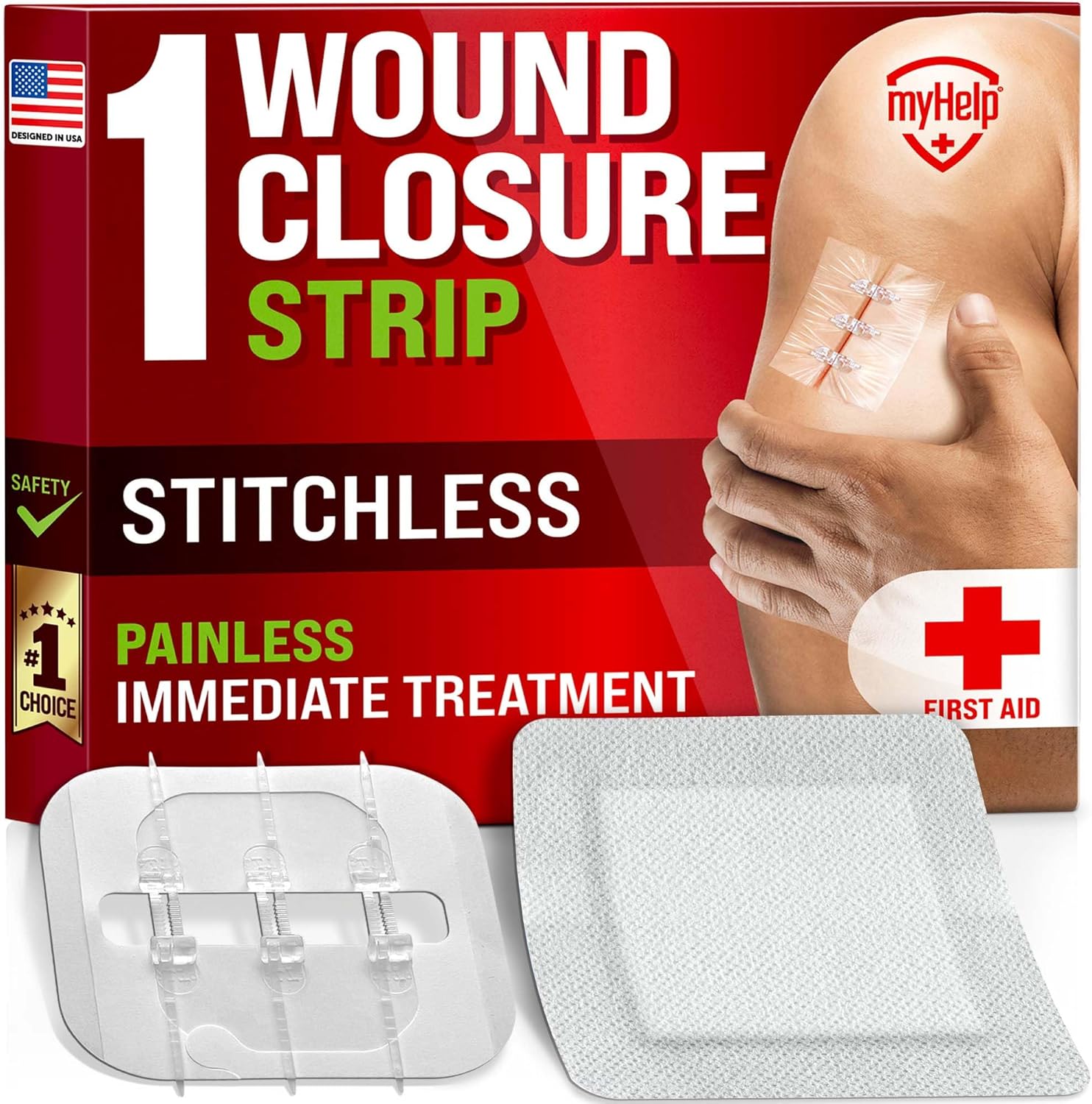 Emergency Wound Closure Strip – Laceration Closure Equipment – Stitchless & Simple to Use – Butterfly Bandage