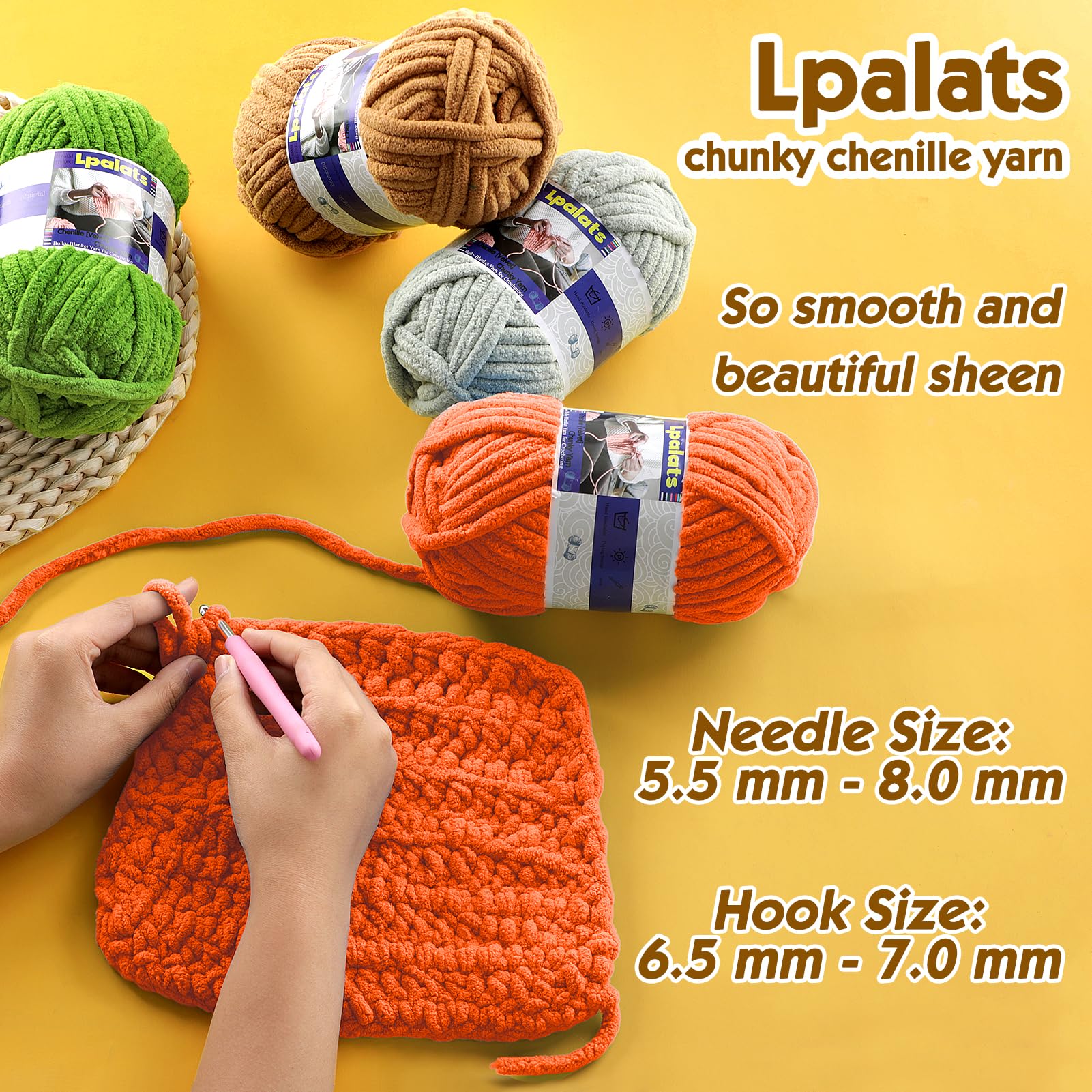 Filato di ciniglia grossa per uncinetto, confezione da 6 da 100 g, #6 super voluminoso, in poliestere, per coperte per bambini e coperte amigurumi all'uncinetto (6, rosso giuggiola)