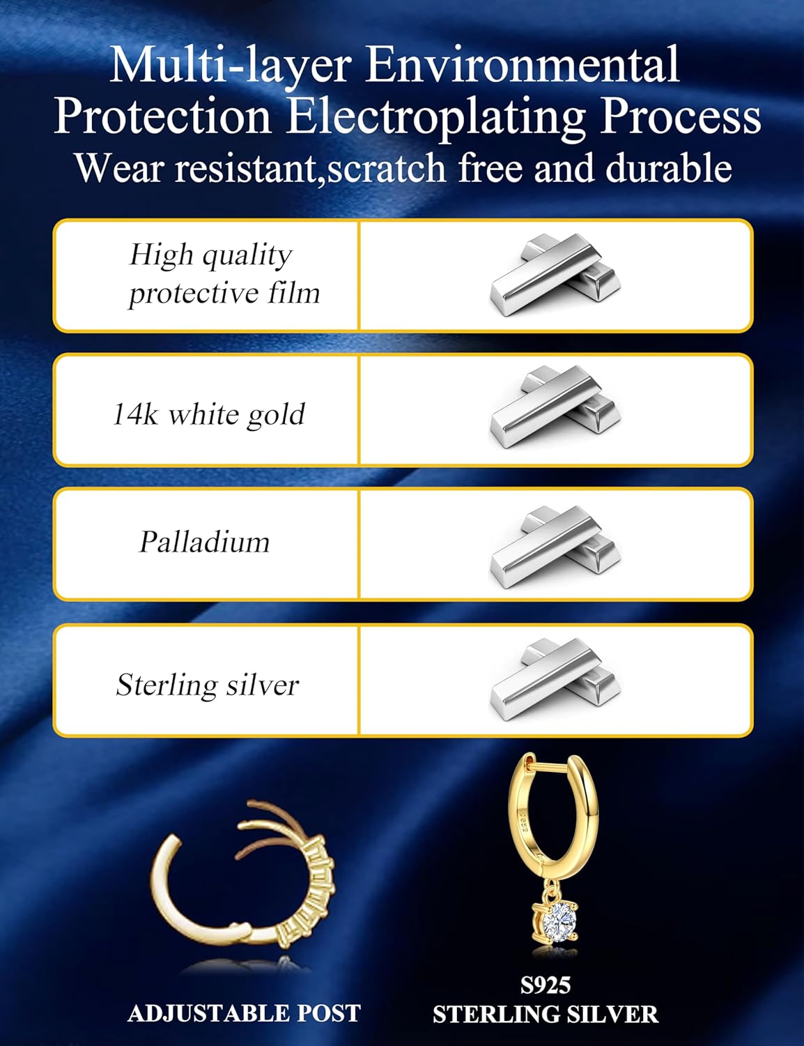 Moissanite Earrings,S925 Sterling Silver Moissanite Hoop 1.0ct-2.0ct D Color Brilliant Earring For Women Drop Dangle Earring Moissanit e Leverback for Women Gift - Image 7