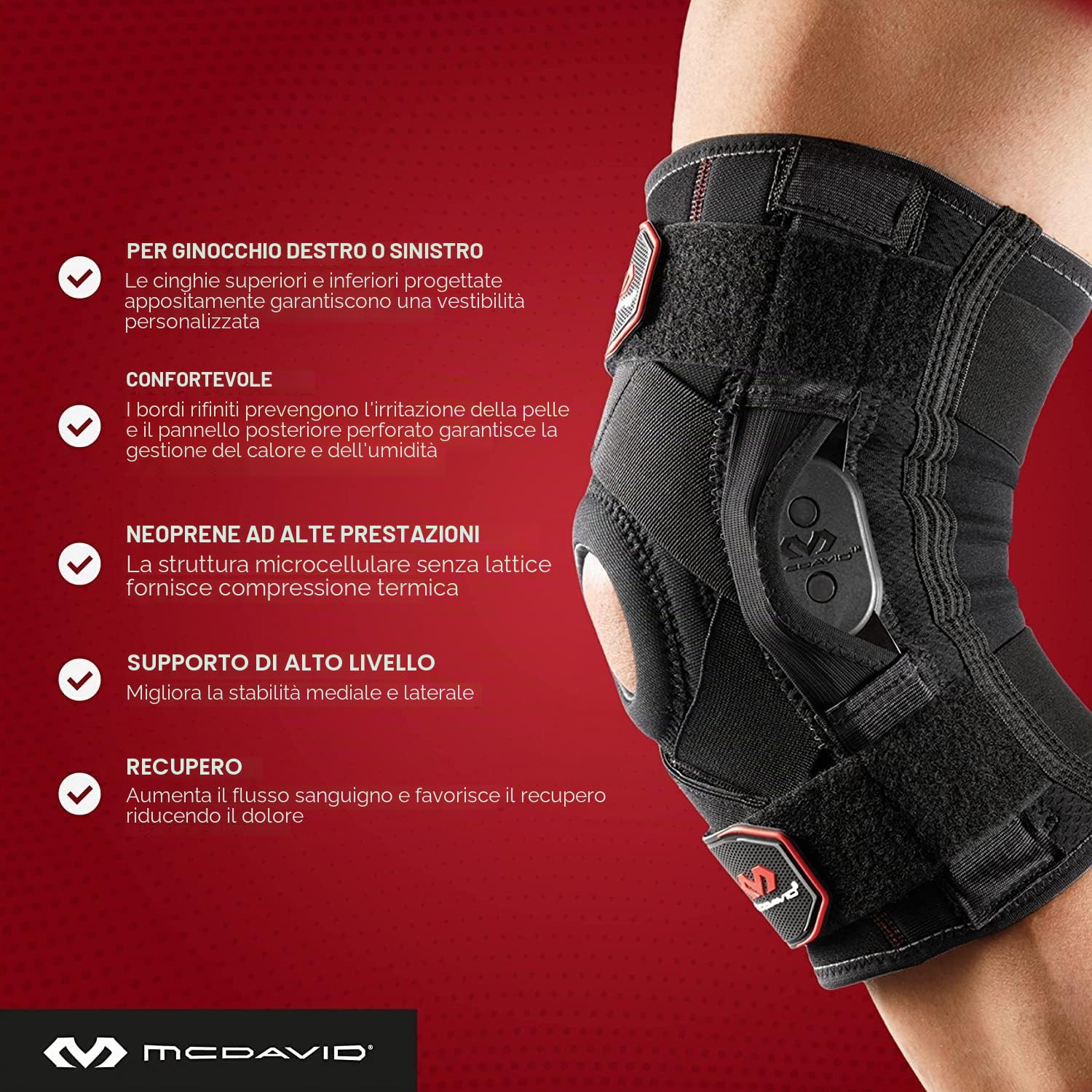 McDavid 429X - Tutore, Ginocchiera per Legamenti con Fasce