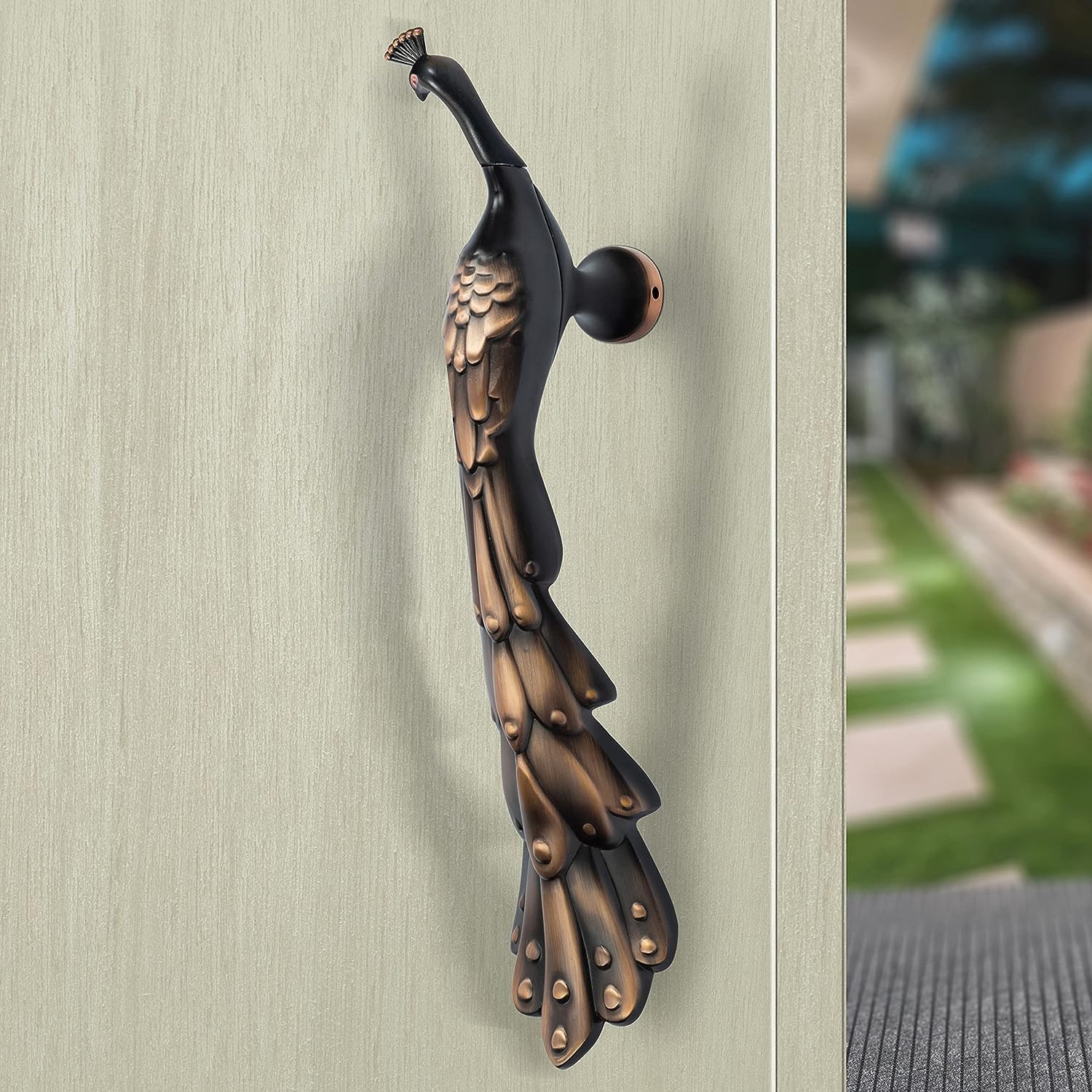 Plantex Peacock Door Handle For Main Door/16-Inches Main Door Handle/Push Handle For Glass/Wooden Door Of Home/Hotel/Office - Pack Of 1 (Rich Copper Antique) — Amazon image 6