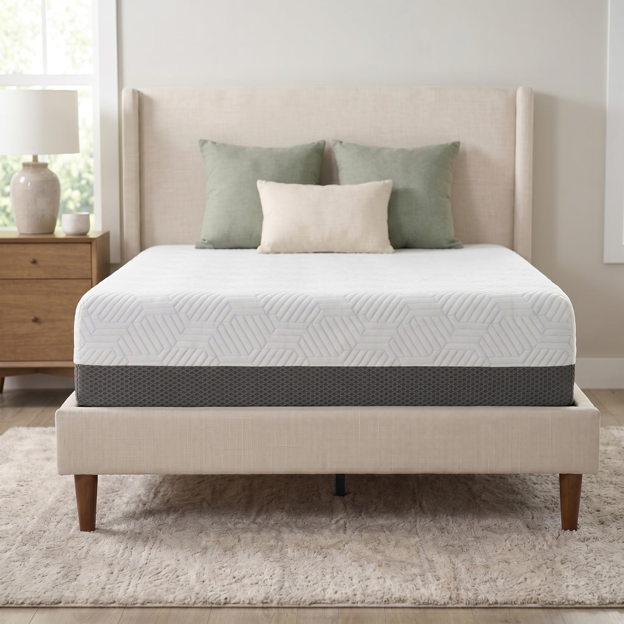Omne Fria King 10" Memory Foam Mattress – Medium Comfort | Cooling Mattresses with Gel Foam, Pressure Relief | CertiPUR-US Certified | Fiberglass-Free