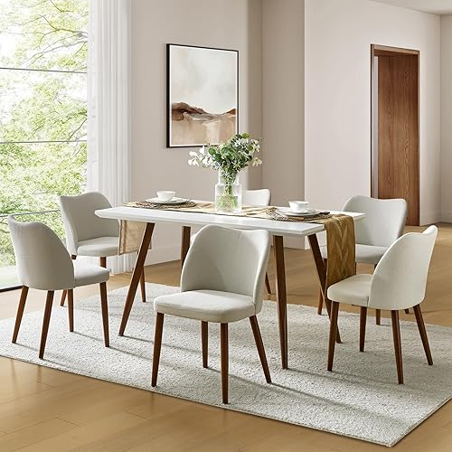 Miniatura 23 de Juego de 4 sillas de comedor, juego de sillas tapizadas para cocina y comedor, silla lateral acentuada moderna con respaldo curvo acolchado y patas