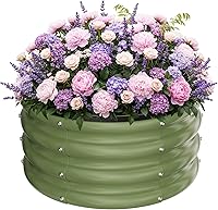 Vista 23 de ZXZYHFTY Kit de cama de jardín elevada galvanizada redonda, caja de maceta elevada negra para jardín, macetas elevadas redondas de metal grandes