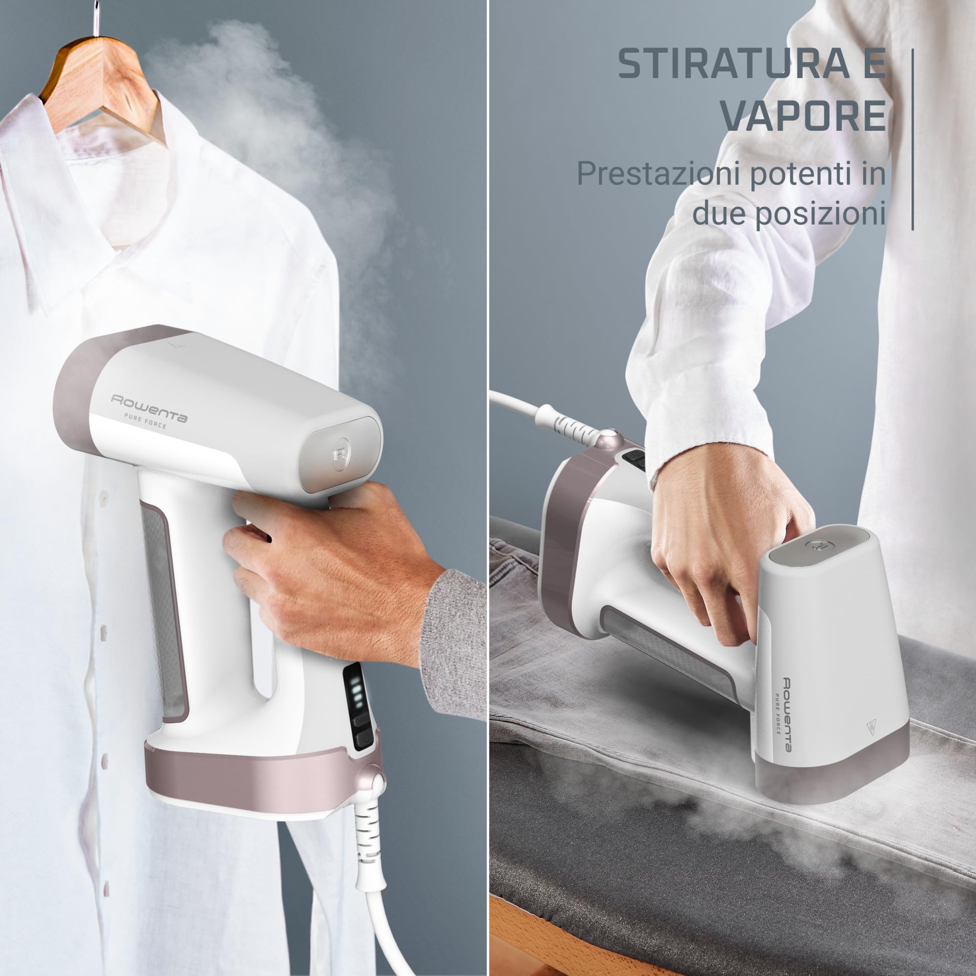 Rowenta Pure Force DR8720F0 Ferro da Stiro Verticale e Orizzontale 2-in-1 180ml 4 Modalità