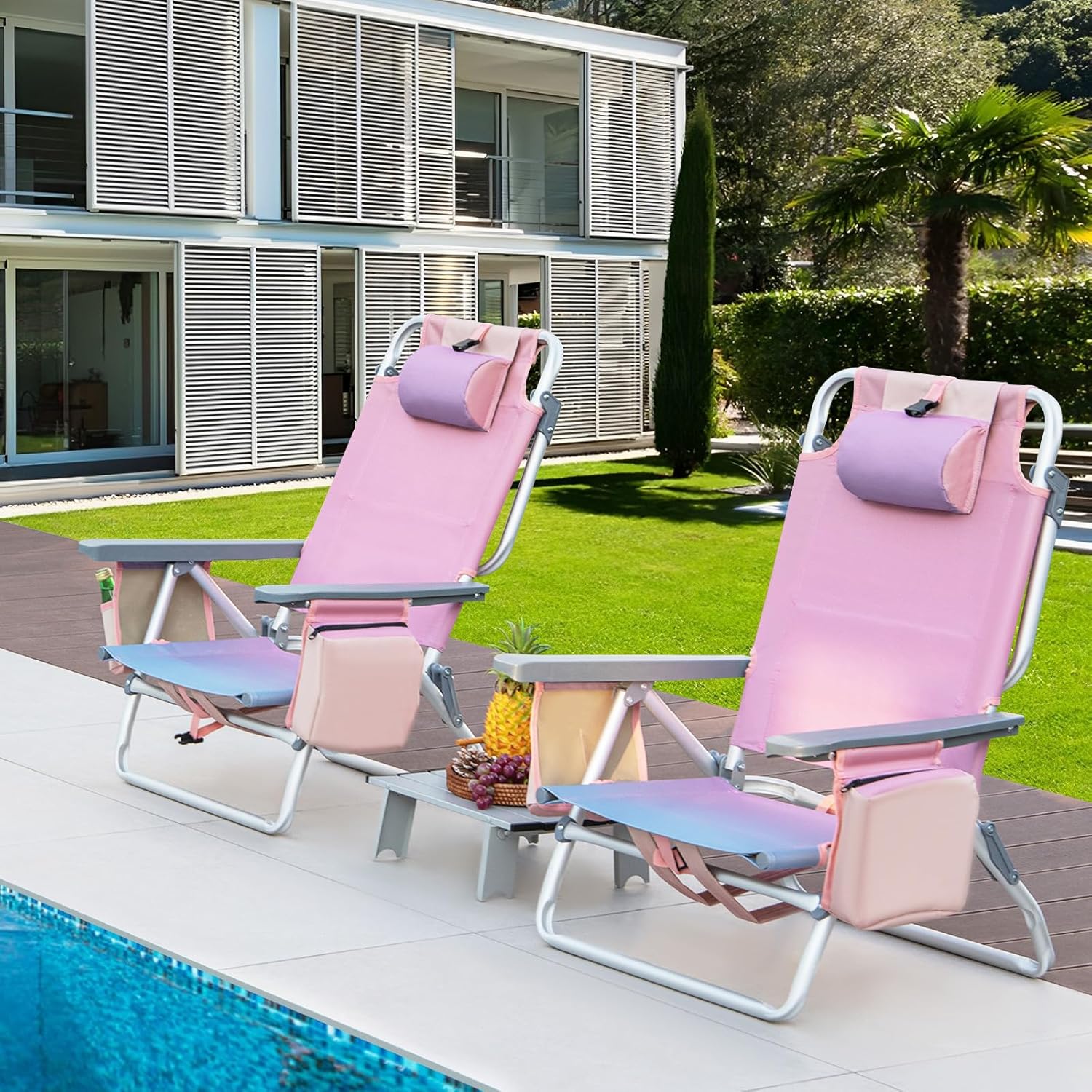 GYMAX Beach Chairs, 2-Pack Backpack Camping Chair