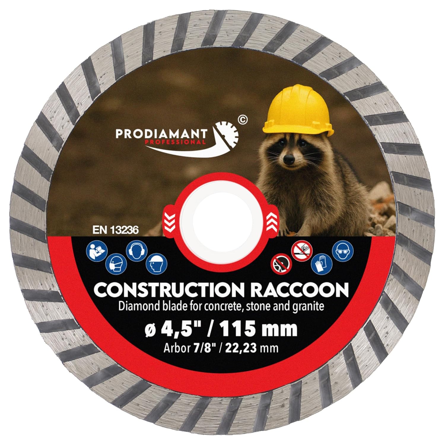 PRODIAMANT® Diamond Cutting Blade Racoon [4.5 INCH] - Tile Cutter Disc for Circular Saw & Angle Grinder - EN 13236 Certified - Cuts Porcelain, Ceramic, Granite, Masonry & Stone - Professional