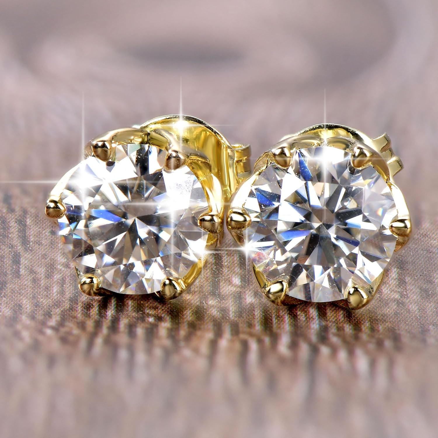 0.5-1CT Moissanite Stud Earrings, D Color VVS1 Lab Created Imitation Diamond Solitaire Lace Round Earrings for Women Birthday Holiday Jewelry Gifts - Image 4