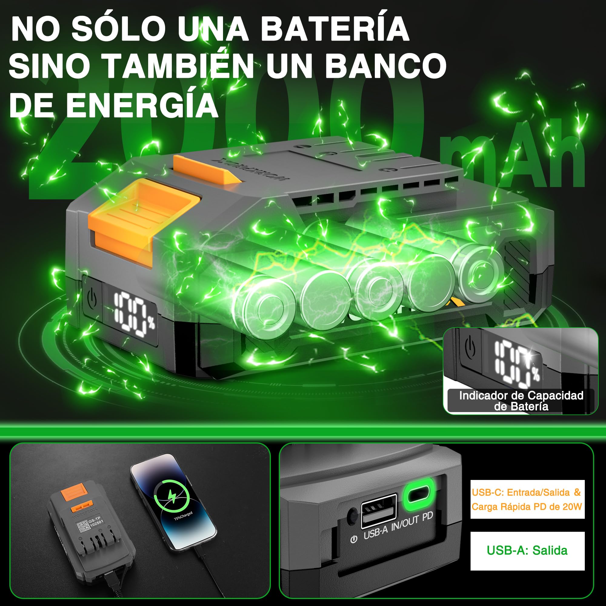 WORKPROX Tijeras Cortacésped y Arreglasetos 2 en 1, 20V Cortasetos Eléctrico para Césped y Arbustos con 2 Cuchillas, Tijeras Cortacésped Batería, Tijeras Arreglaseto para Jardinería