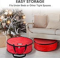 Vista 7 de BALEINE Contenedor de almacenamiento de corona, paquete de 2 bolsas de almacenamiento de corona de Navidad con material de polietileno resistente a