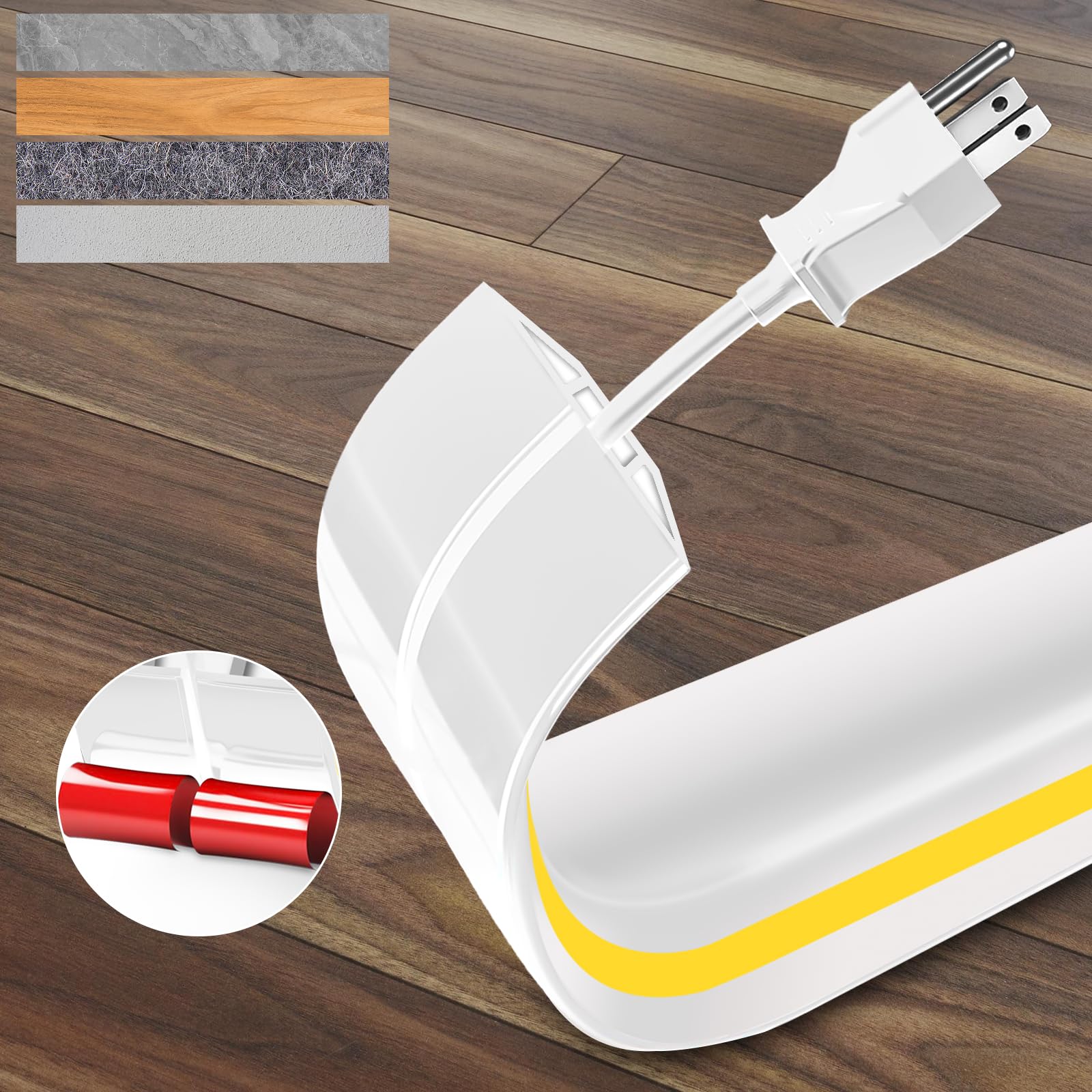 Copertura Cavi A Pavimento 2m - 3 Canali, Giallo/Nero, In PVC Antiscivolo Per Interni Ed Esterni - Foto 5