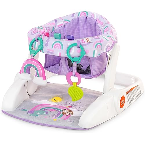 Bright Starts Learn-to-Sit 2-Position Baby Floor Seat with Toys, Unisex, 4-12 Months, Purple Paradise