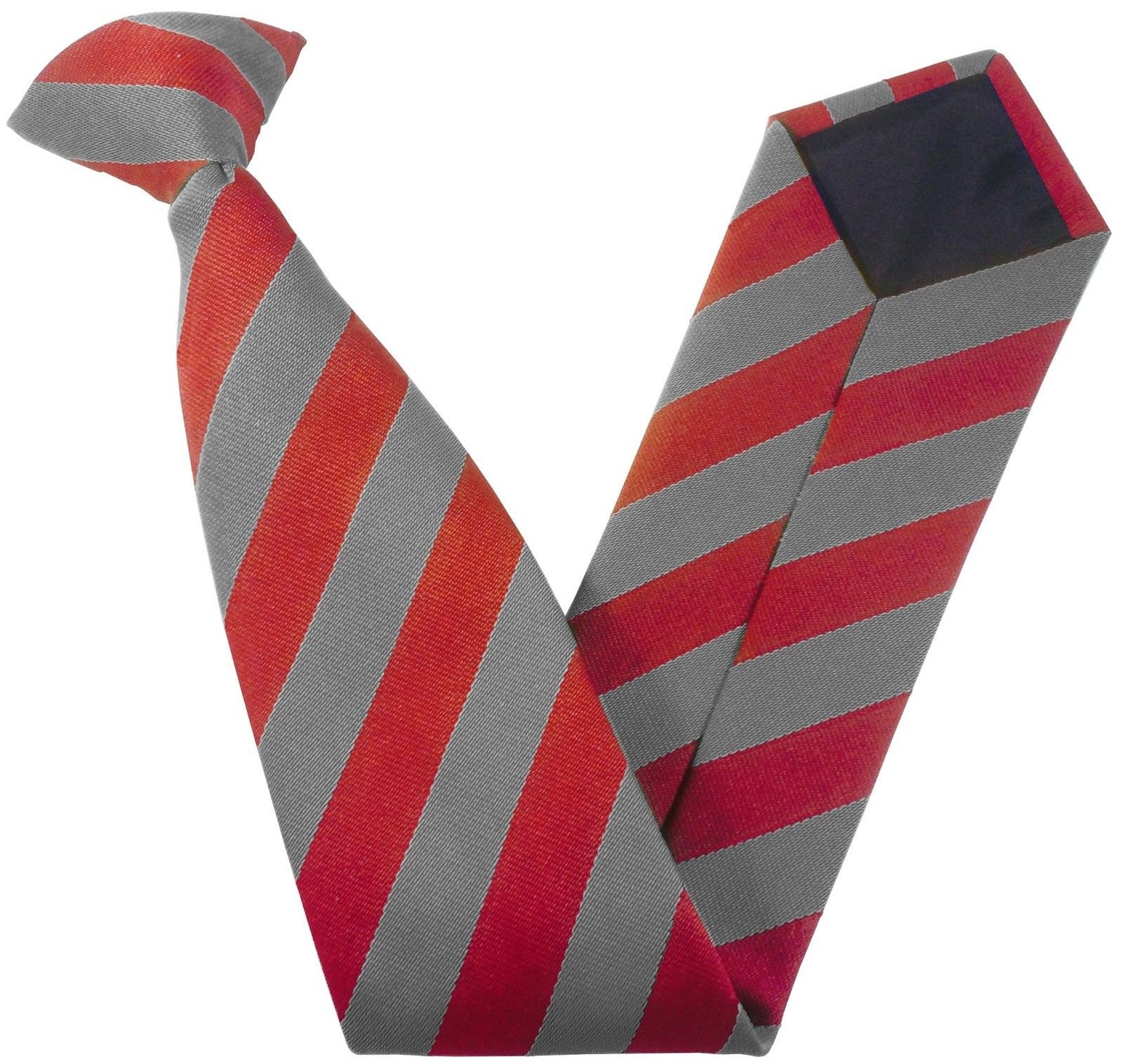 Great British Tie Club Men's Adult Block Stripe Clip On Neck Ties (Red & Grey)