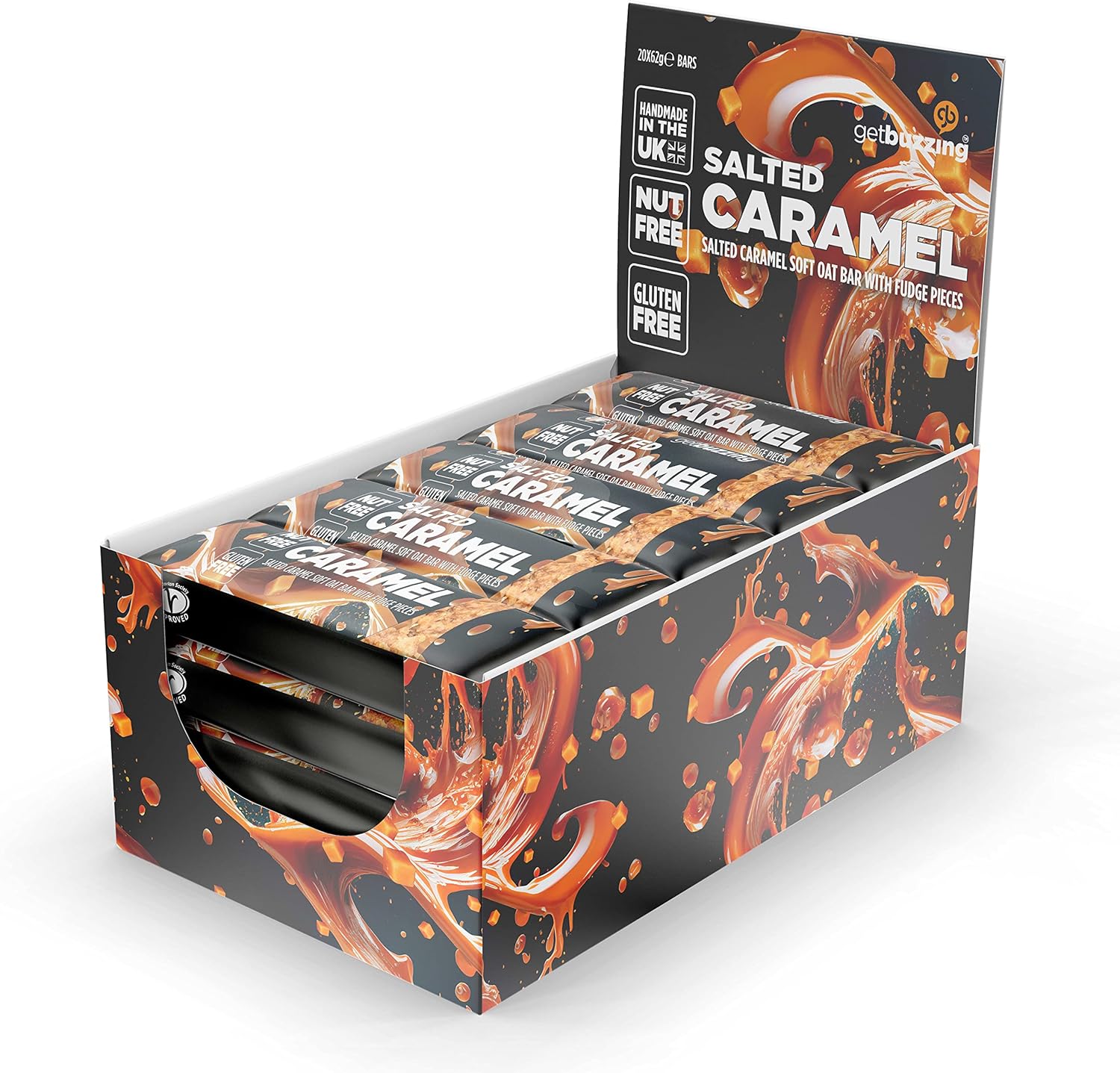 Getbuzzing Salted Caramel Flapjack Healthy Snack & Energy Bars