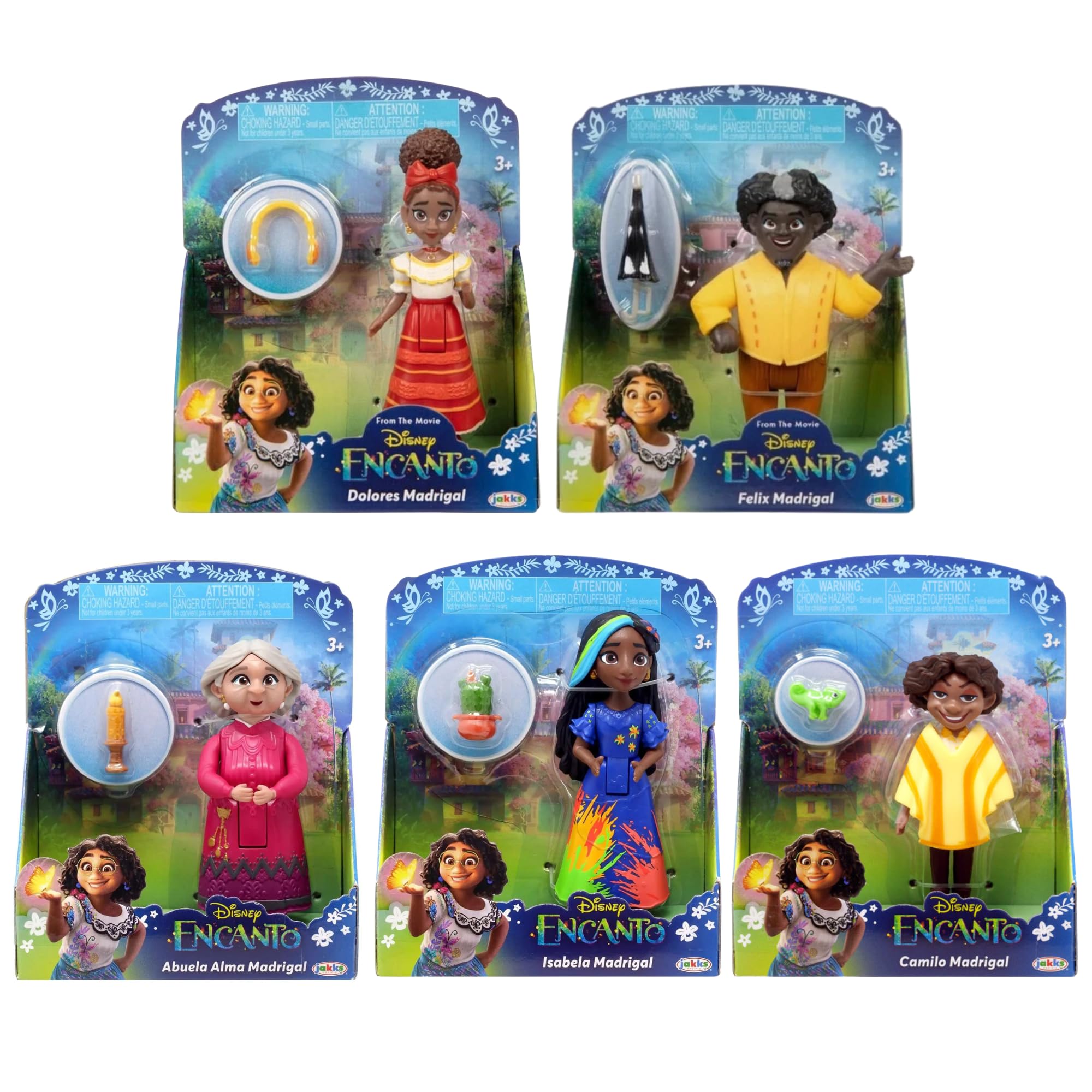 Disney Encanto 3" 8cm Figure & Accesory Mini Figures Set of 5 - (Set F)