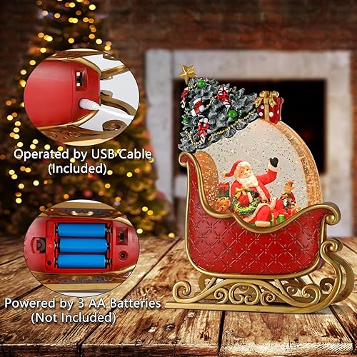 Miniatura 52 de Decoraciones de globos de nieve de otoño, linterna de gnomo con purpurina con temporizador de 6 horas, decoración iluminada alimentada por