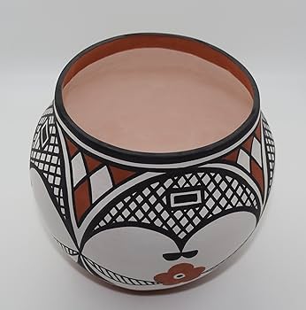 アコマ族◇A. Concho作 ココペリ模様 ハンドメイド陶器 赤土ボウル アコマ族◇A. Concho作 ココペリ模様 ハンドメイド陶器 赤土ボウル