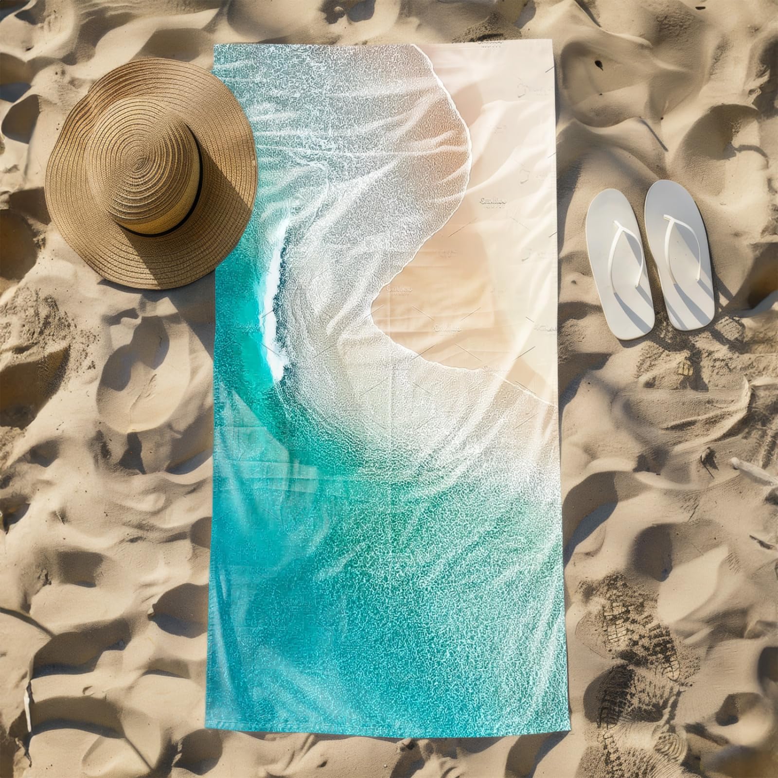 Genérico Toalla Playa Grande Mar Verde Claro Microfibra Secado Rápido Oversize Toalla Sin Arena Súper Ligera Piscina Camping Picnic Yoga Gimnasio Y Deportes Viaje