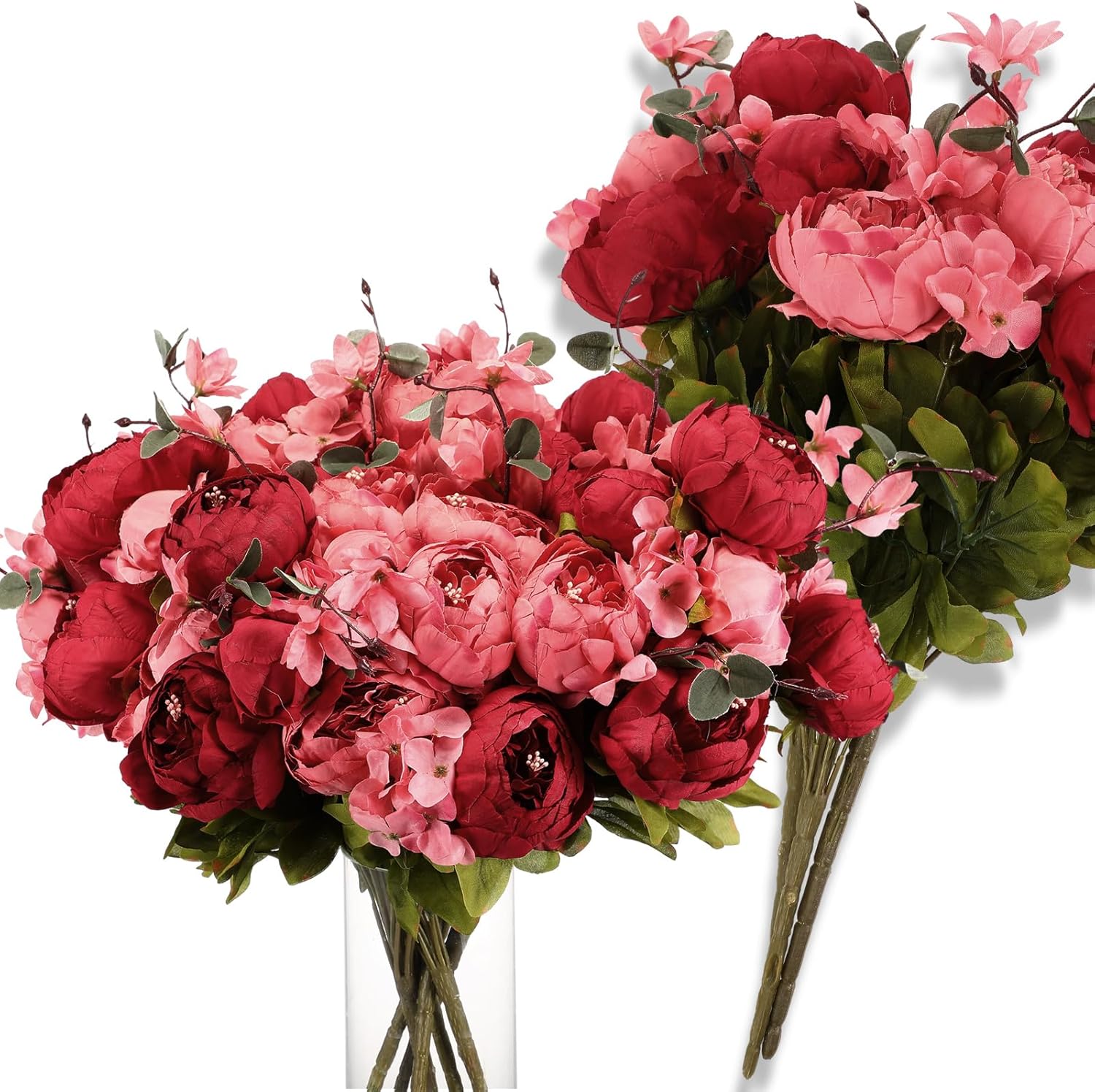 Riceshoot 10 Bundles Artificial Peony Flowers Vintage Fake