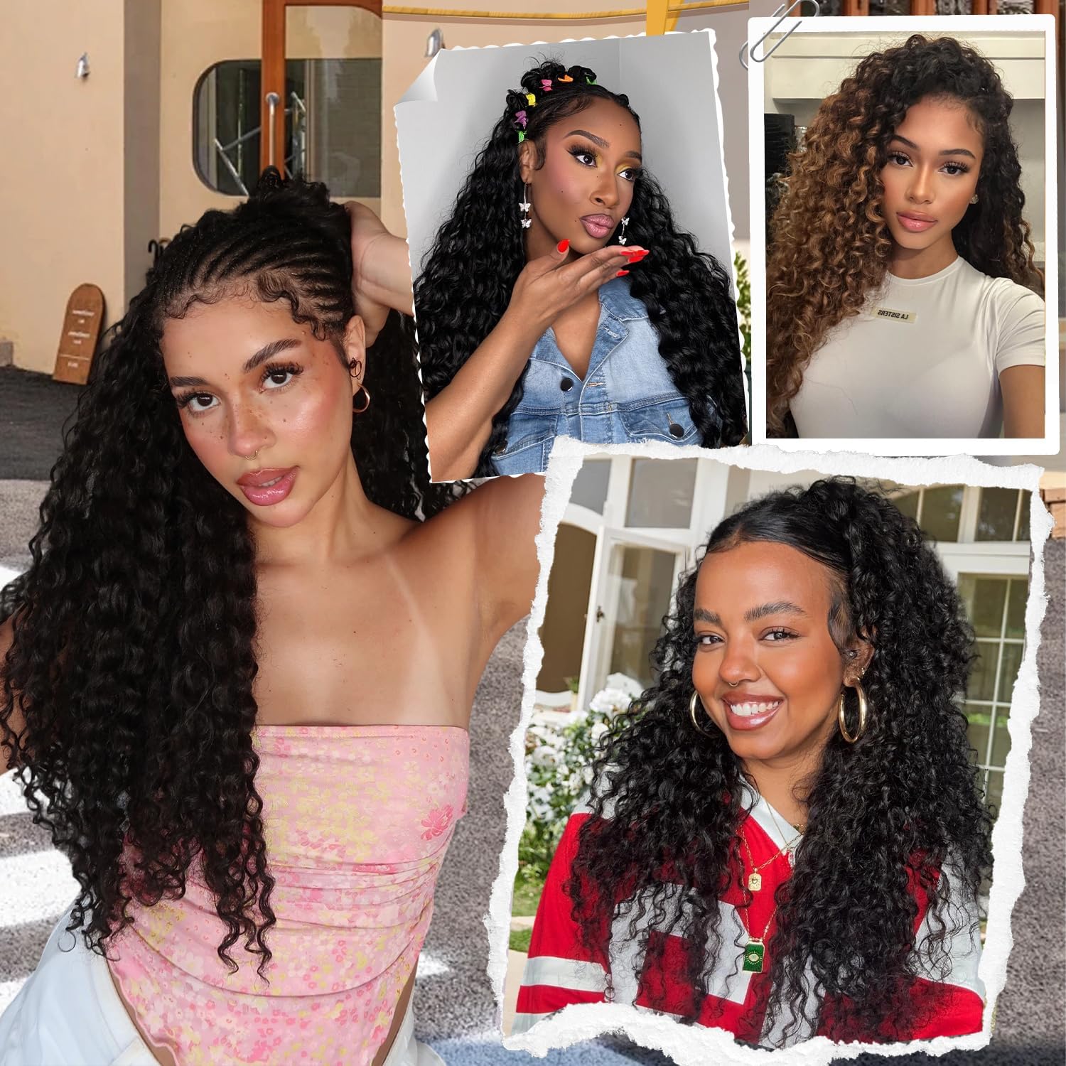 Feather Crochet Hair miracle knots hair 16inch 100Strands Deep Wave Hair for Invisible miracle Knot Crochet Hair Extensions for Black Women (1B#, 16 Inch ((40Strands))